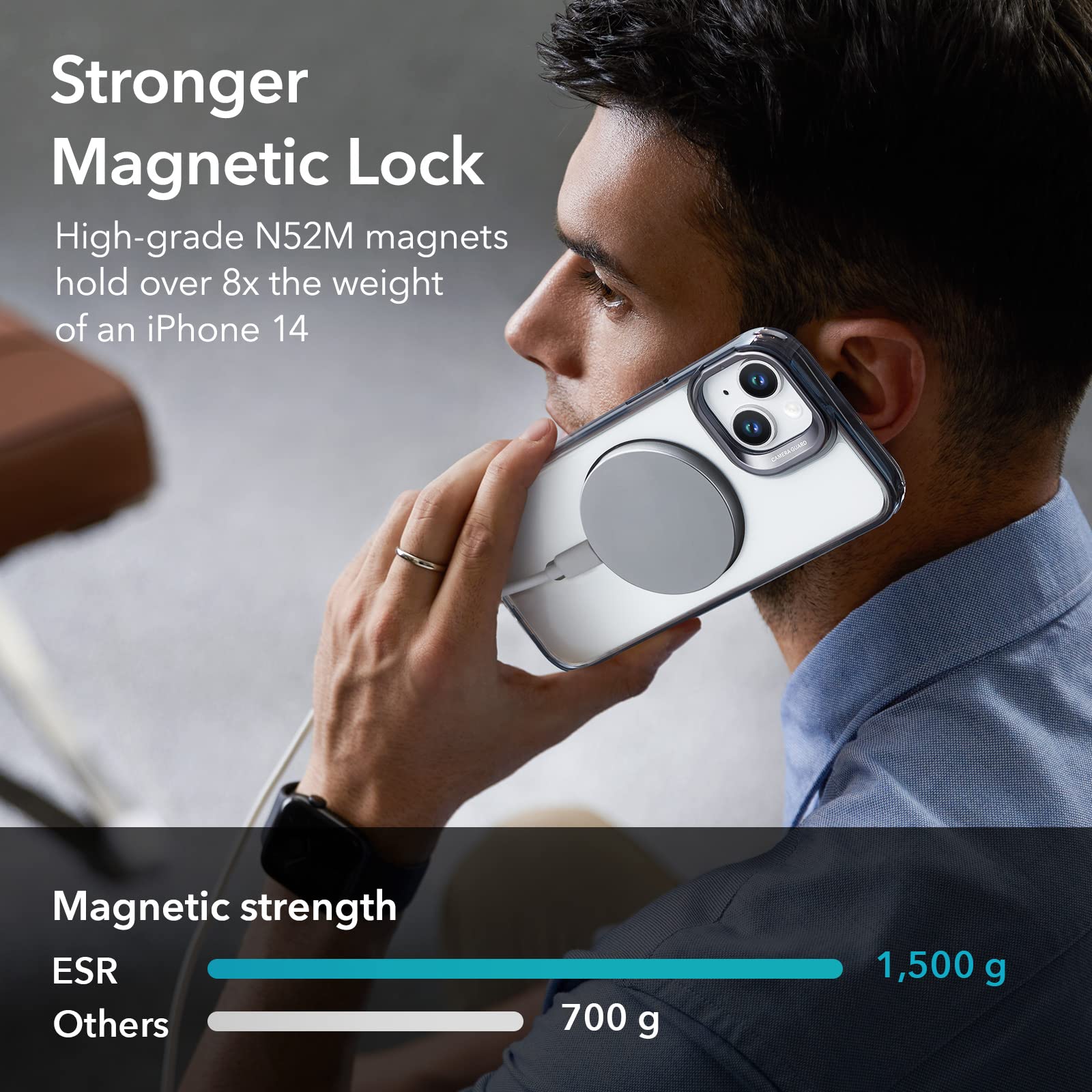 Foto 4 pulgar | Funda Esr Para Iphone 13/14 Con Magsafe, Negro Transparente - Venta Internacional.