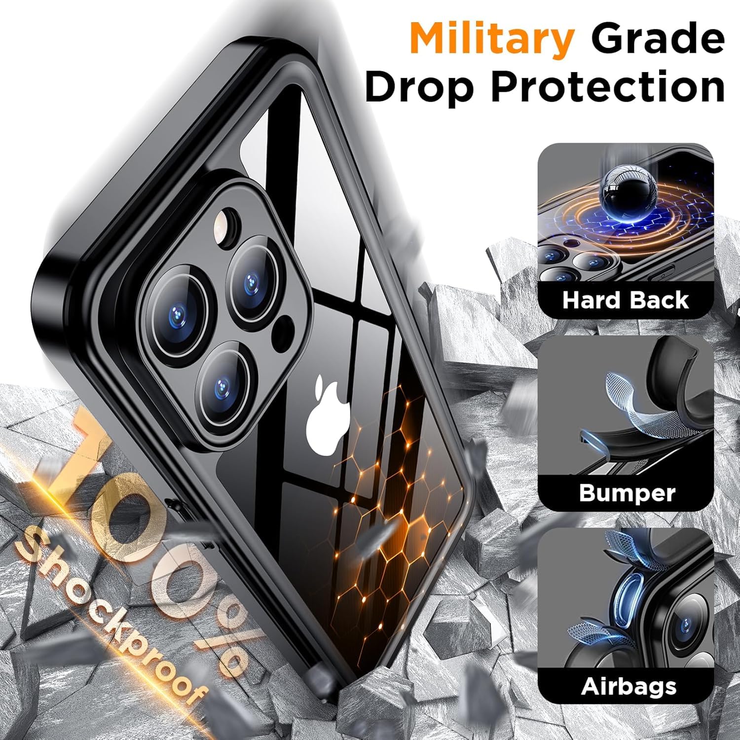 Foto 4 | Funda Impermeable Temdan Con Protector De Pantalla Para Iphone 15 Pro - Venta Internacional.