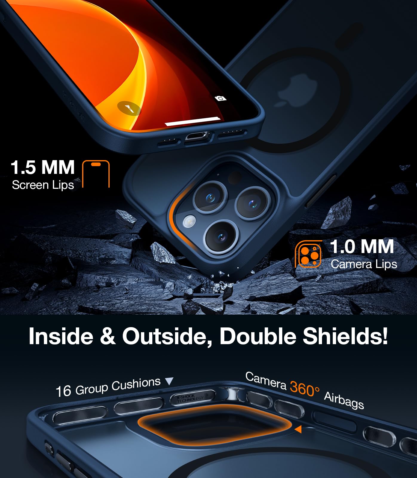 Foto 5 pulgar | Funda De Teléfono Torras Magnética A Prueba De Golpes Para Iphone 15 Pro Azul - Venta Internacional.