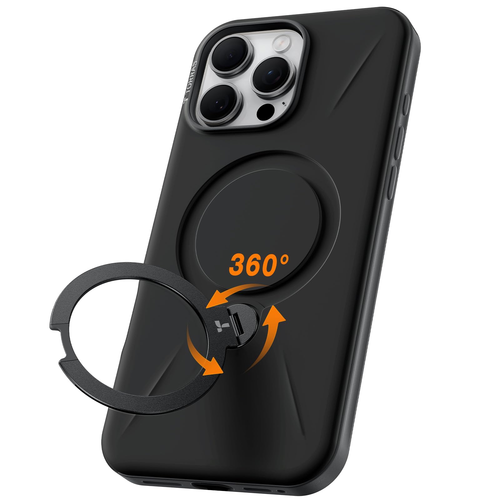 Funda De Teléfono Torras Ostand Spin Para Iphone 16 Pro, Negro Ónix - Venta Internacional.
