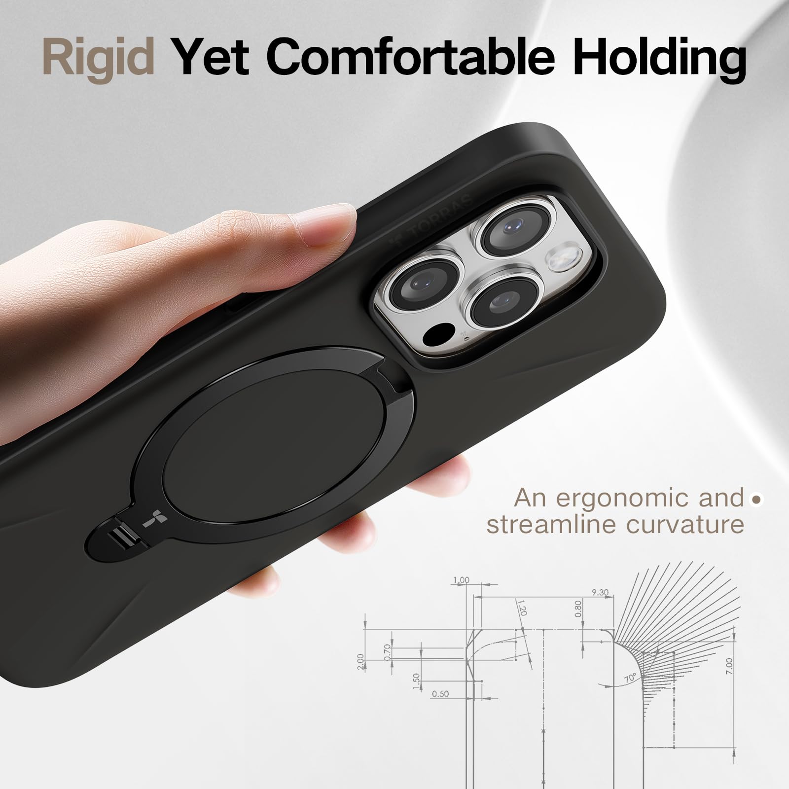 Foto 7 pulgar | Funda De Teléfono Torras Ostand Spin Para Iphone 16 Pro, Negro Ónix - Venta Internacional.