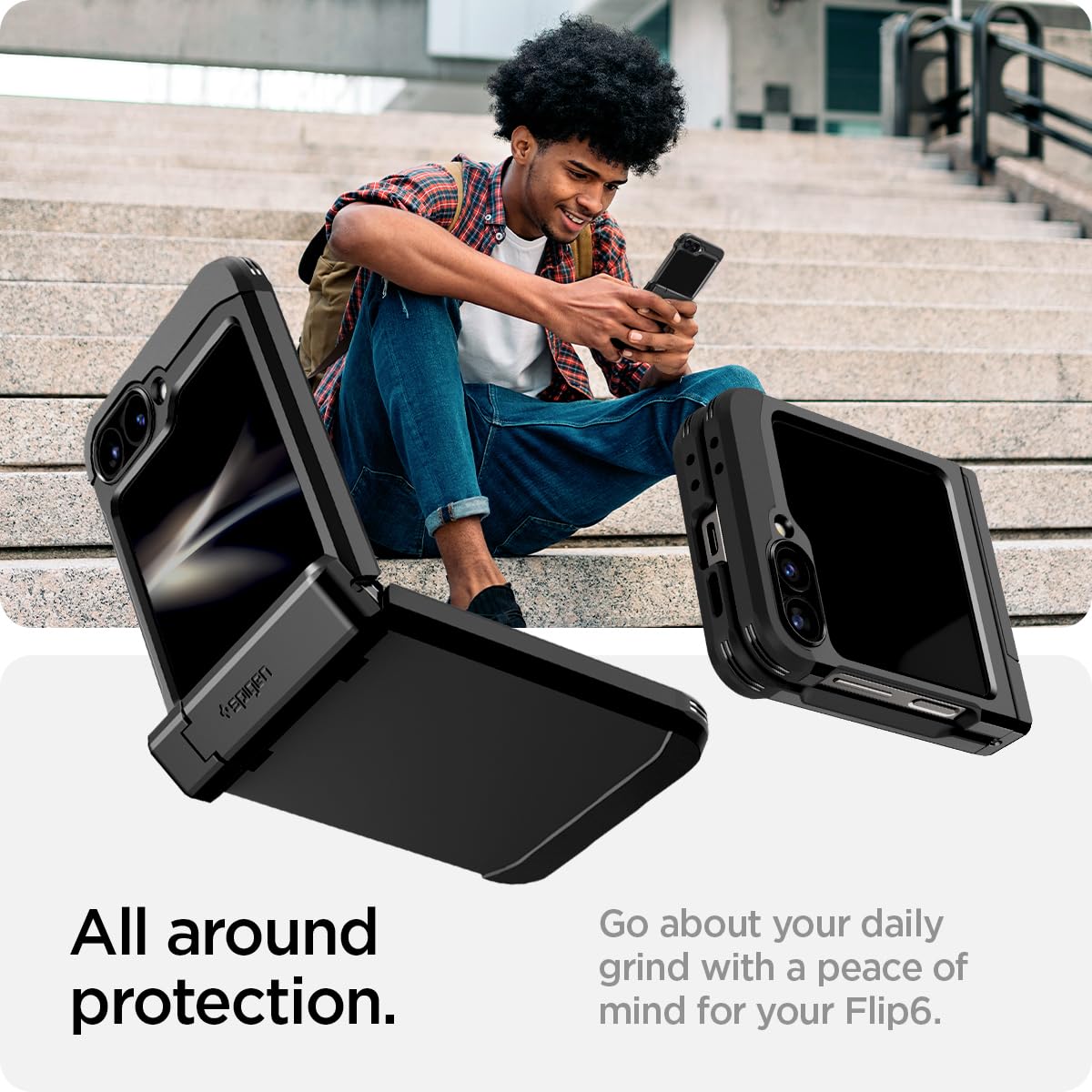 Foto 4 pulgar | Funda Spigen Tough Armor Pro Para Galaxy Z Flip 6 Con Soporte - Venta Internacional.
