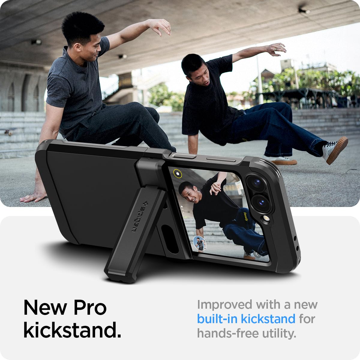 Foto 5 pulgar | Funda Spigen Tough Armor Pro Para Galaxy Z Flip 6 Con Soporte - Venta Internacional.