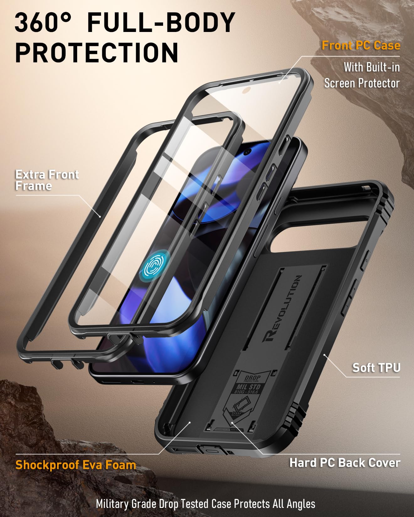 Foto 4 pulgar | Funda Poetic Revolution Para Google Pixel 9/9 Pro 5g Negra - Venta Internacional.
