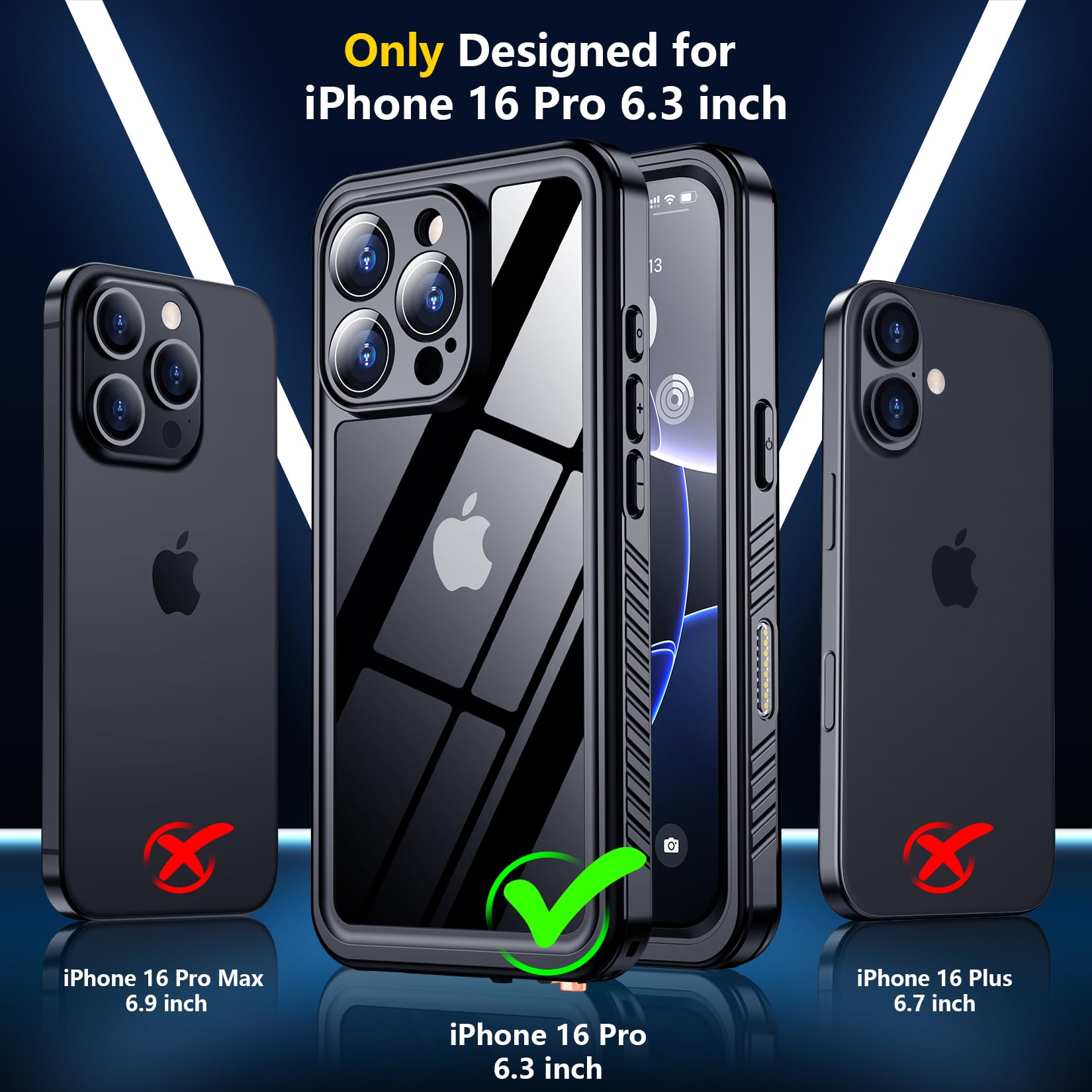 Foto 3 pulgar | Funda De Teléfono Spidercase Impermeable Para Iphone 16 Pro Negra - Venta Internacional.