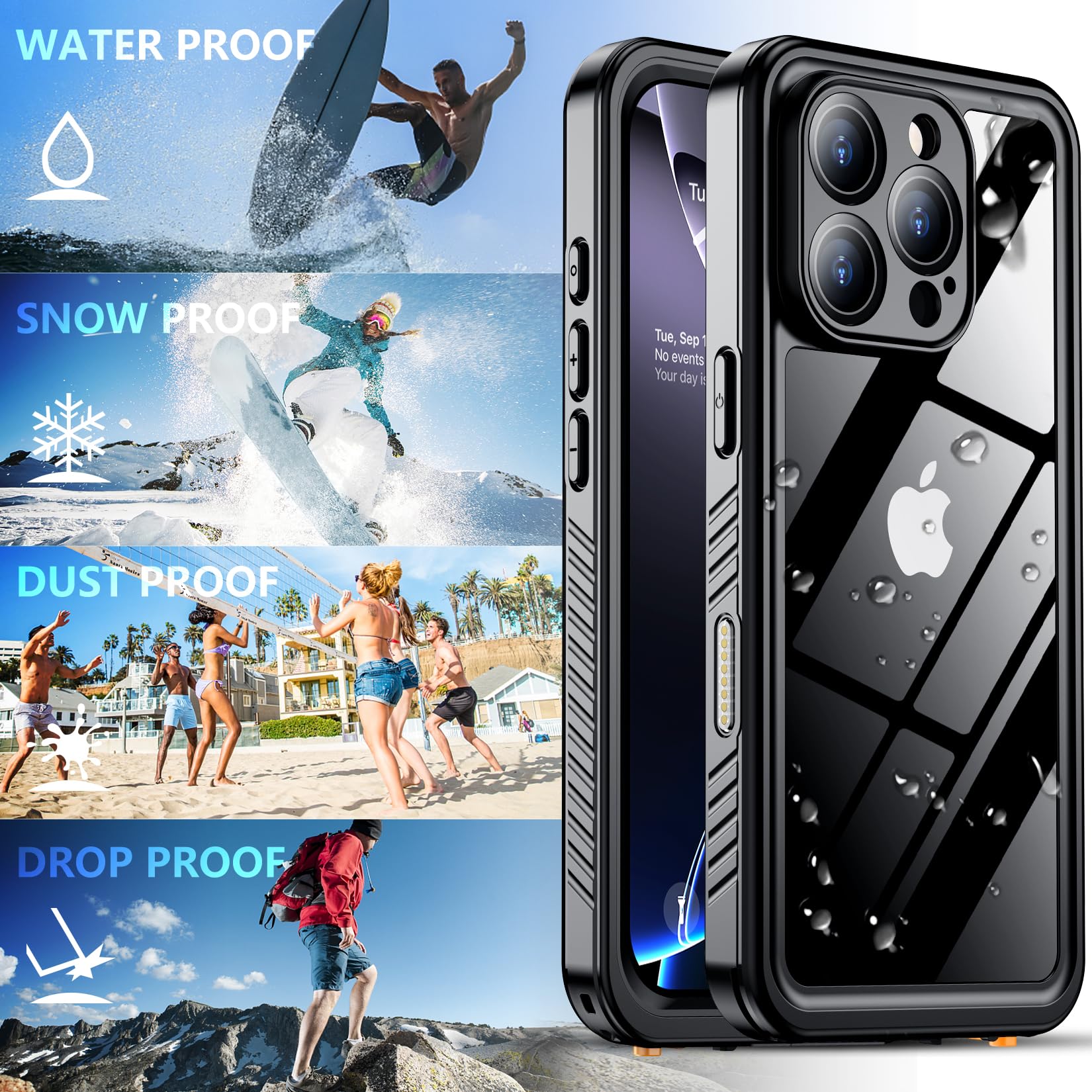 Foto 5 pulgar | Funda De Teléfono Spidercase Impermeable Para Iphone 16 Pro Negra - Venta Internacional.