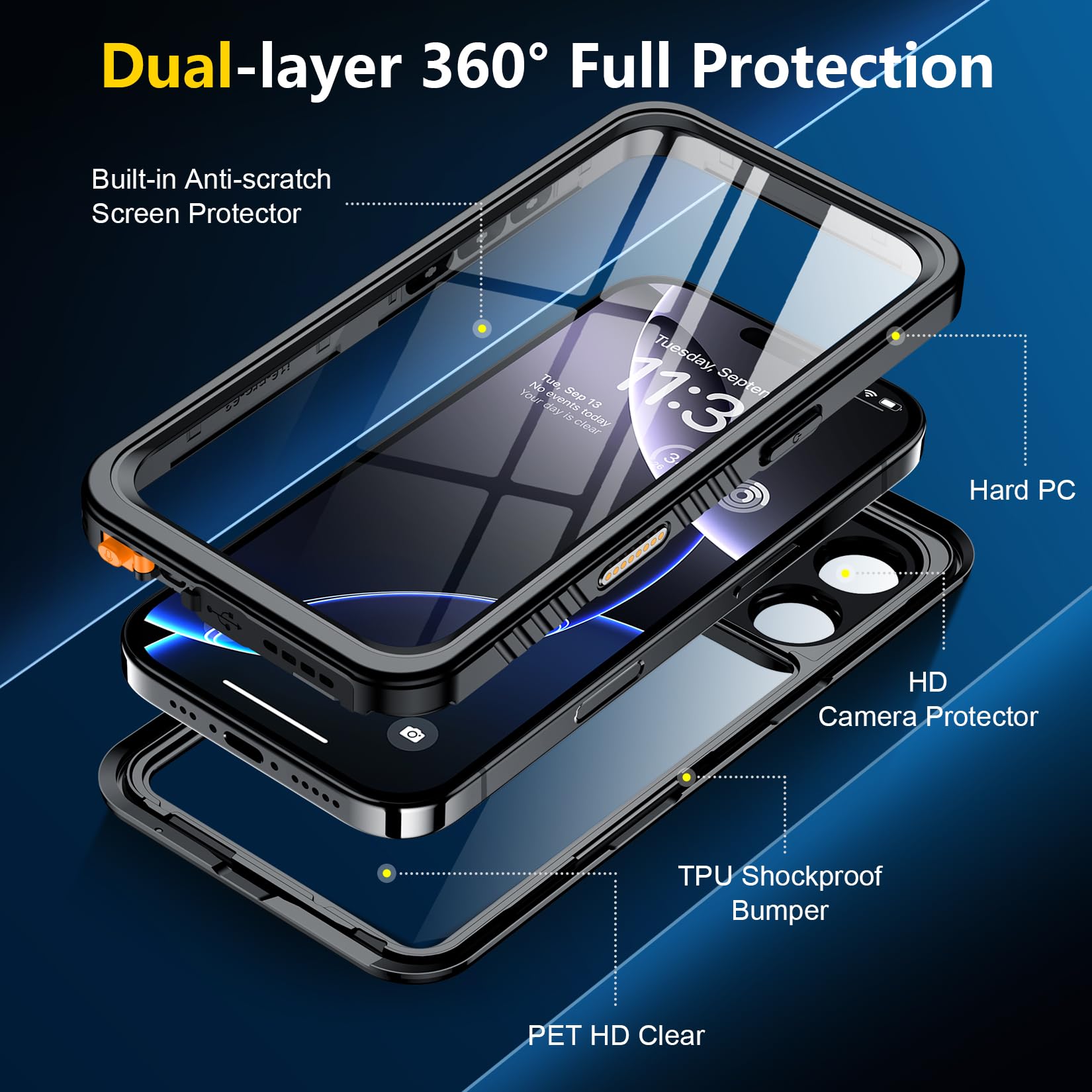 Foto 7 pulgar | Funda De Teléfono Spidercase Impermeable Para Iphone 16 Pro Negra - Venta Internacional.