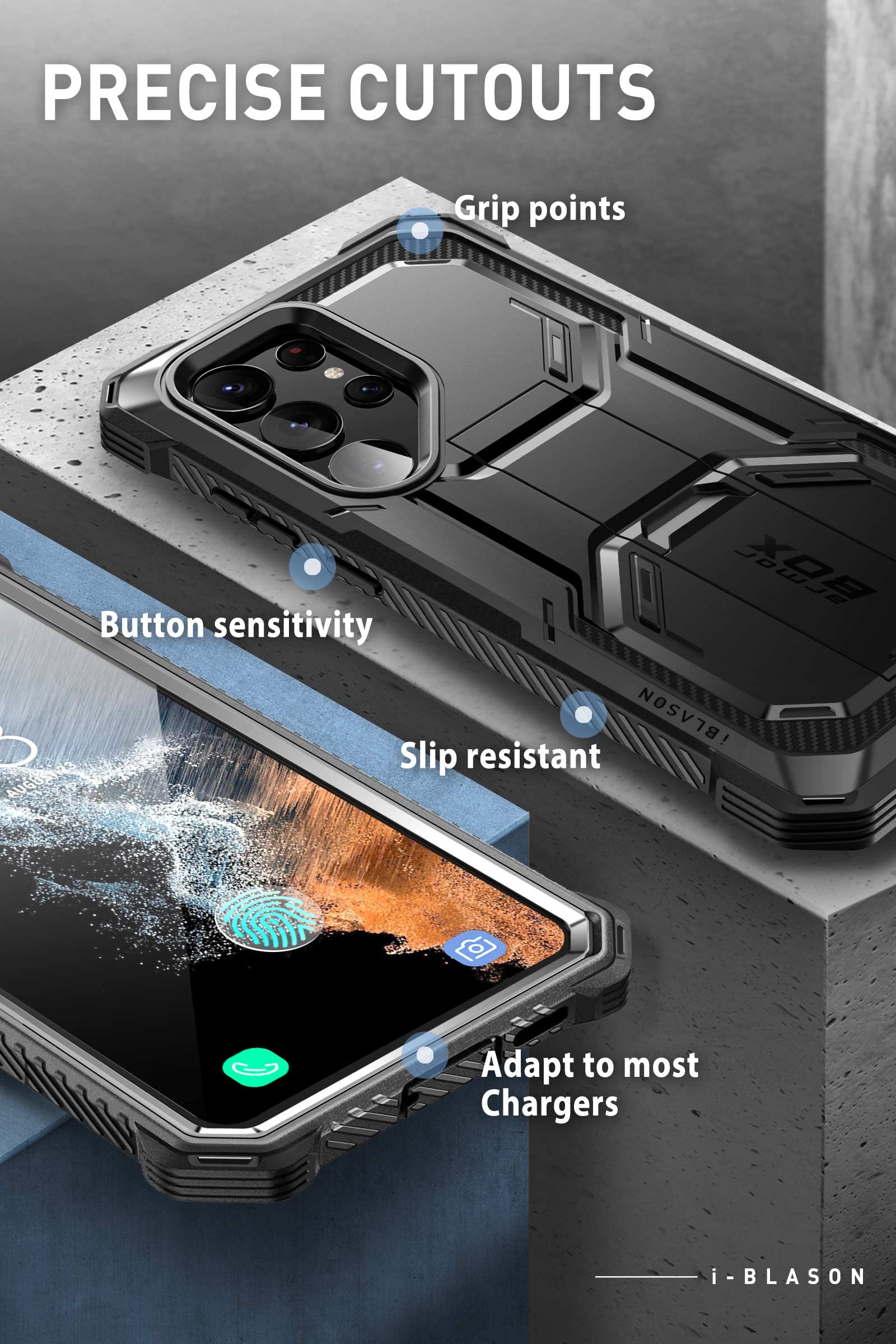 Foto 7 pulgar | Funda De Teléfono I-blason Armorbox Con Soporte Para Samsung Galaxy S23 Ultra - Venta Internacional.