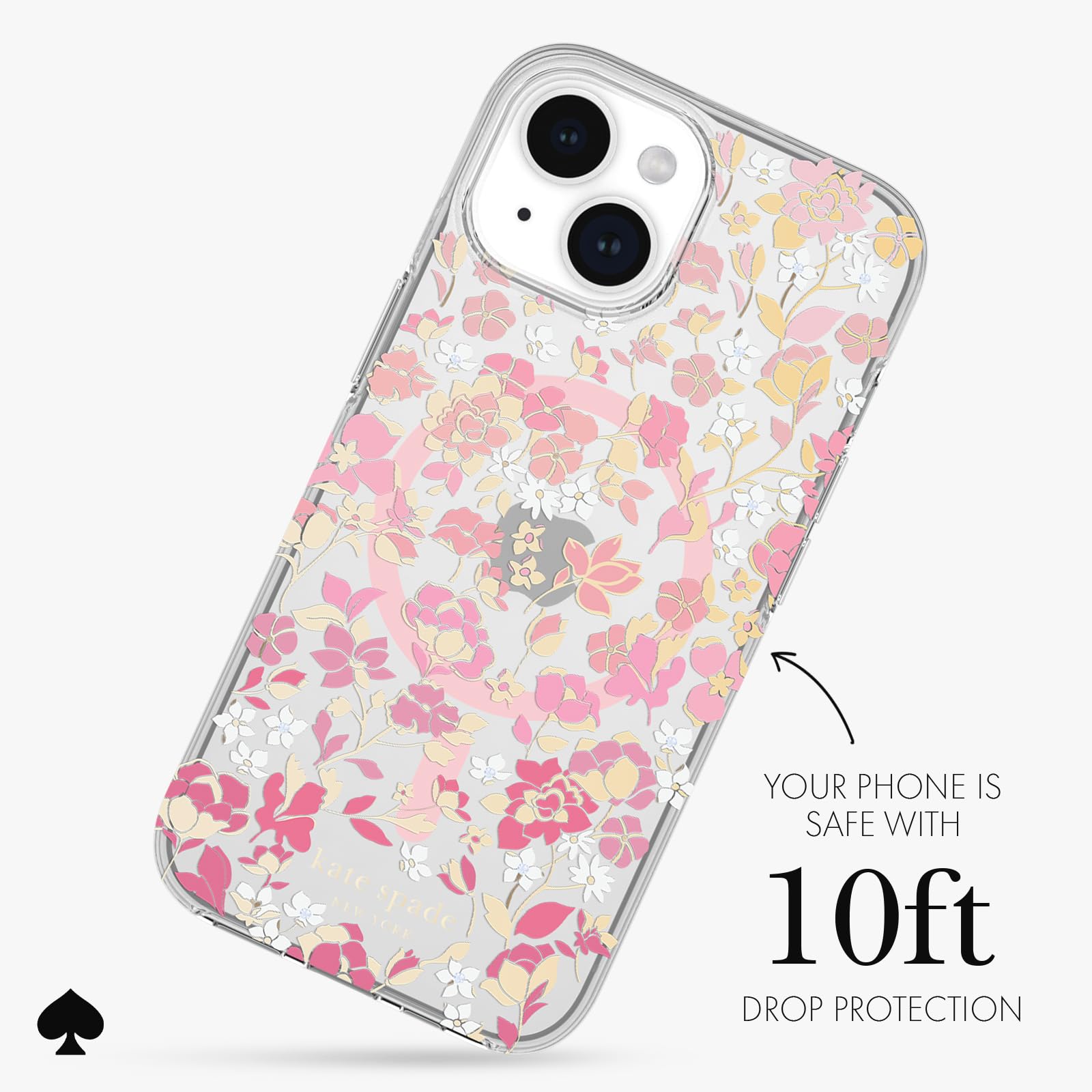 Foto 4 pulgar | Funda De Teléfono Kate Spade New York Flowerbed Pink Ombre Para Iphone 15/14/13 Con Magsafe - Venta Internacional.