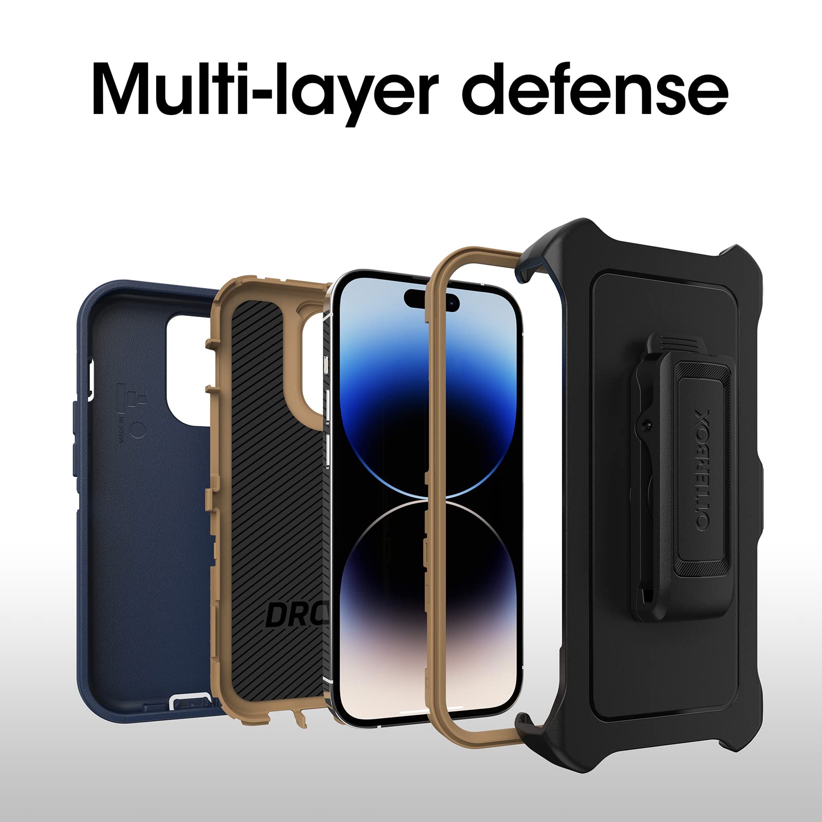 Foto 4 pulgar | Funda Otterbox Defender Series Para Iphone 14 Pro, Gamuza Azul - Venta Internacional.