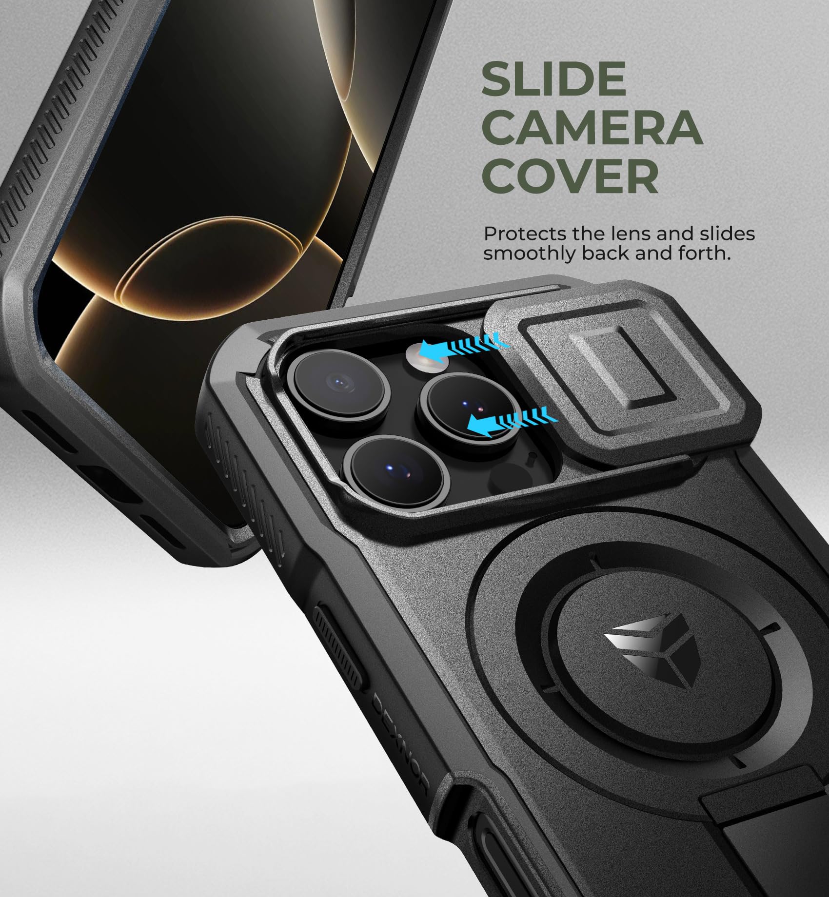 Foto 5 pulgar | Funda Dexnor Para Iphone 16 Pro Con Cámara Deslizante Negra - Venta Internacional.