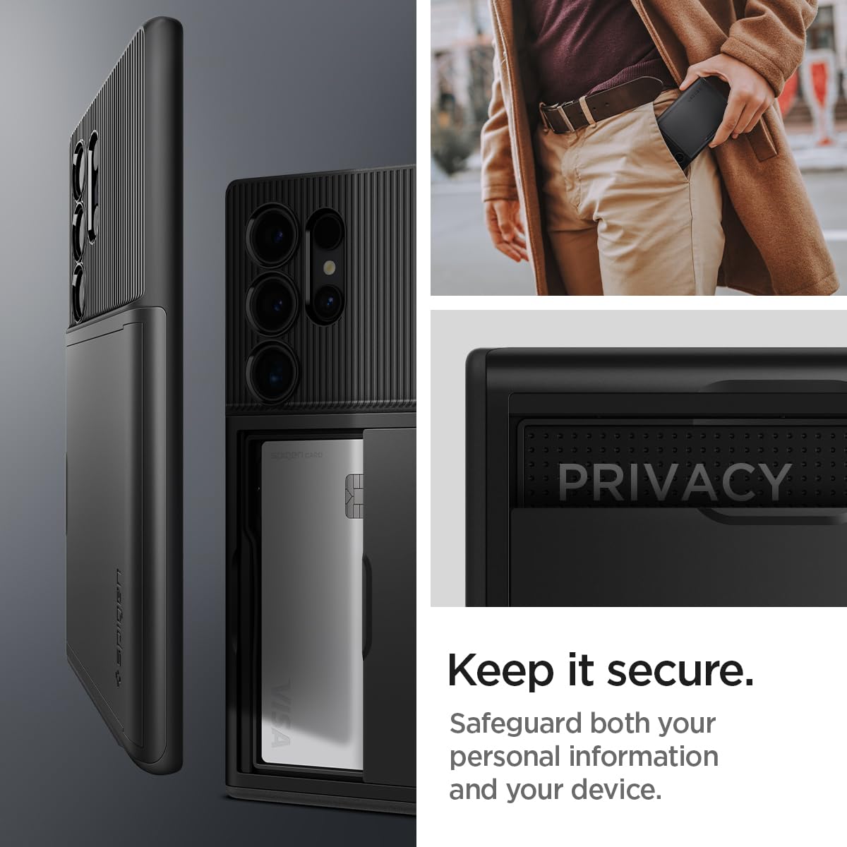 Foto 5 pulgar | Funda Spigen Slim Armor Cs Para Galaxy S24 Ultra, Color Negro - Venta Internacional.