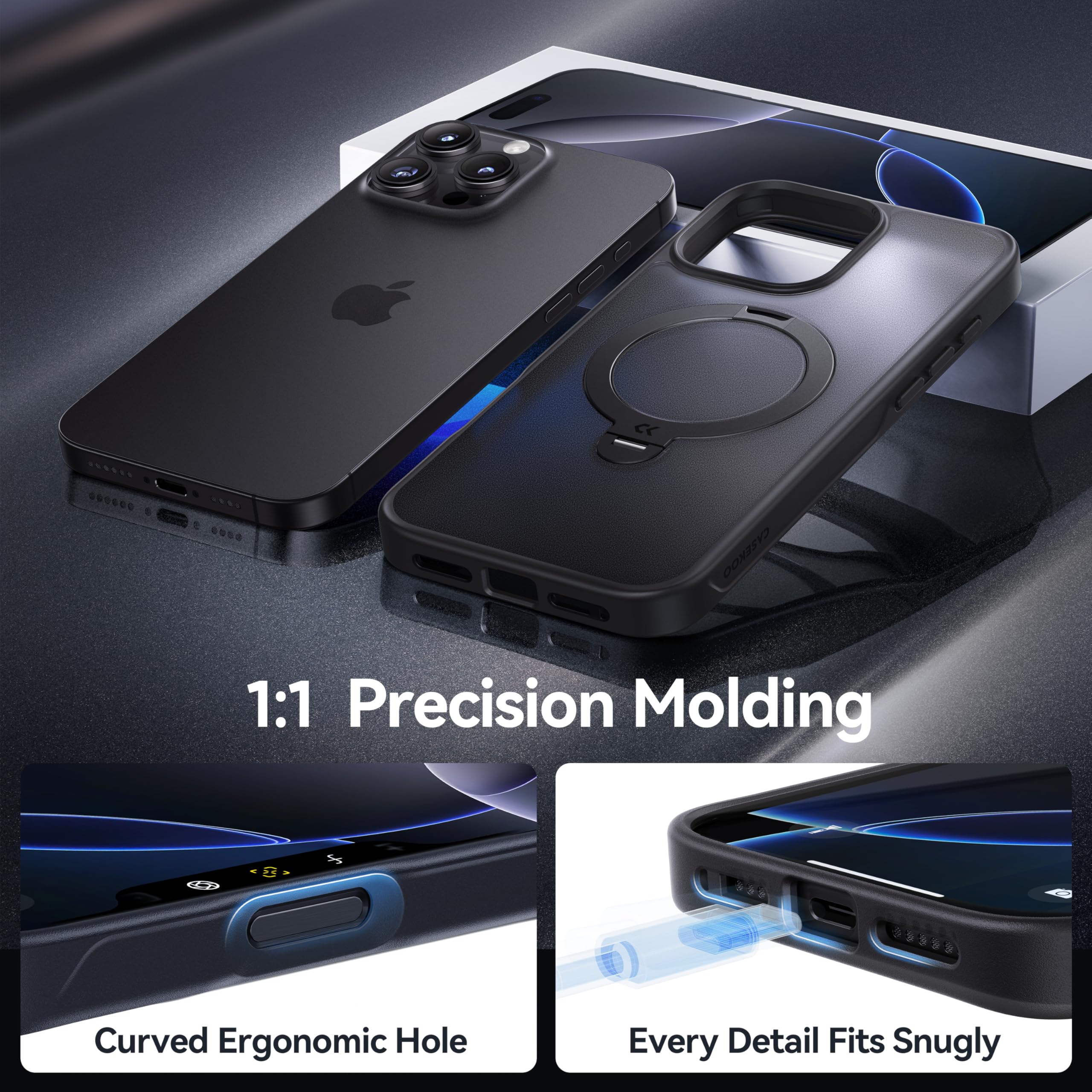 Foto 8 pulgar | Funda De Teléfono Casekoo Patentada Con Soporte Magnético De Giro De 360° Para Iphone 16 Pro Max - Venta Internacional
