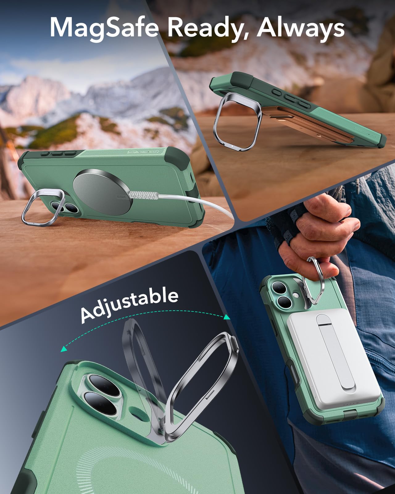 Foto 8 pulgar | Funda De Teléfono Esr Para Iphone 16 Plus Con Soporte De 23 M, Protección Contra Caídas - Venta Internacional.