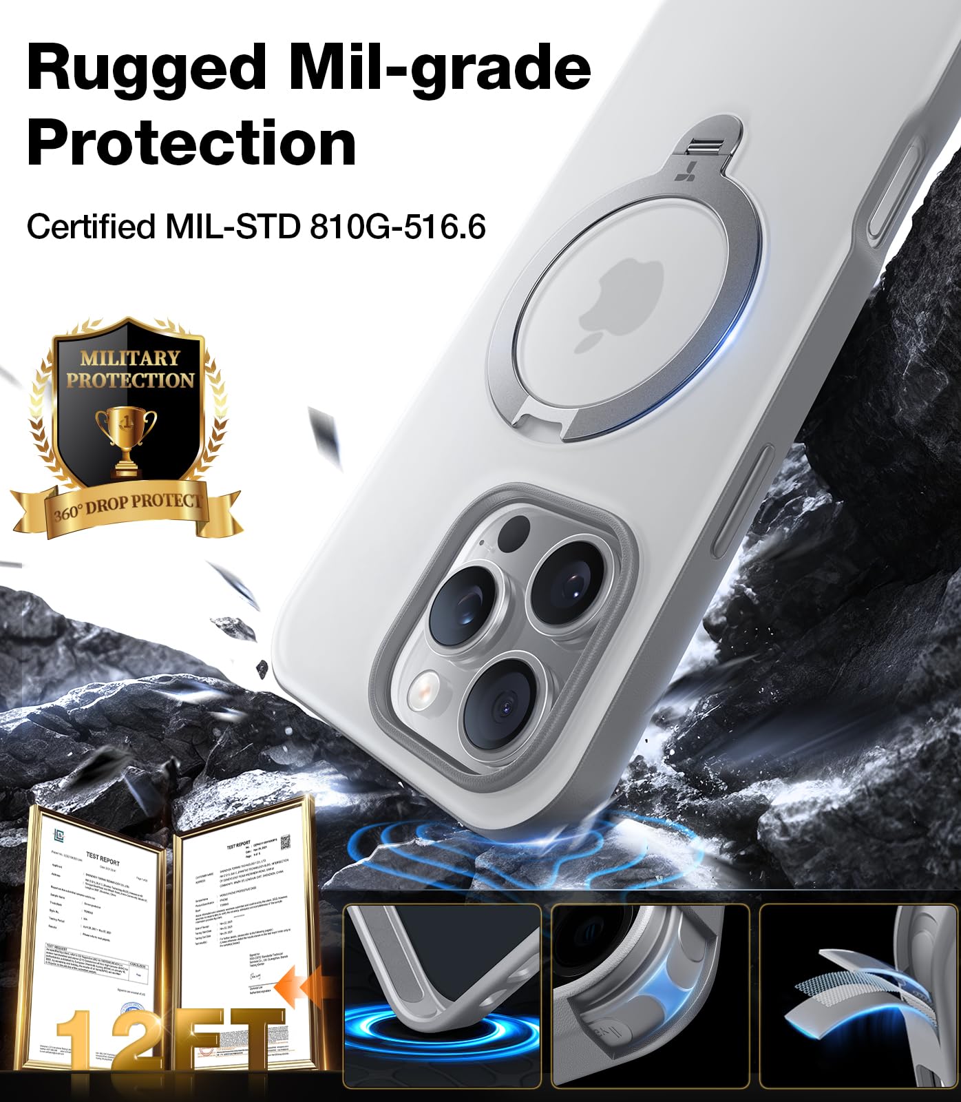 Foto 6 pulgar | Funda Para Teléfono Torras 360° Con Soporte Magnético Para Iphone 16 Pro Max - Venta Internacional.