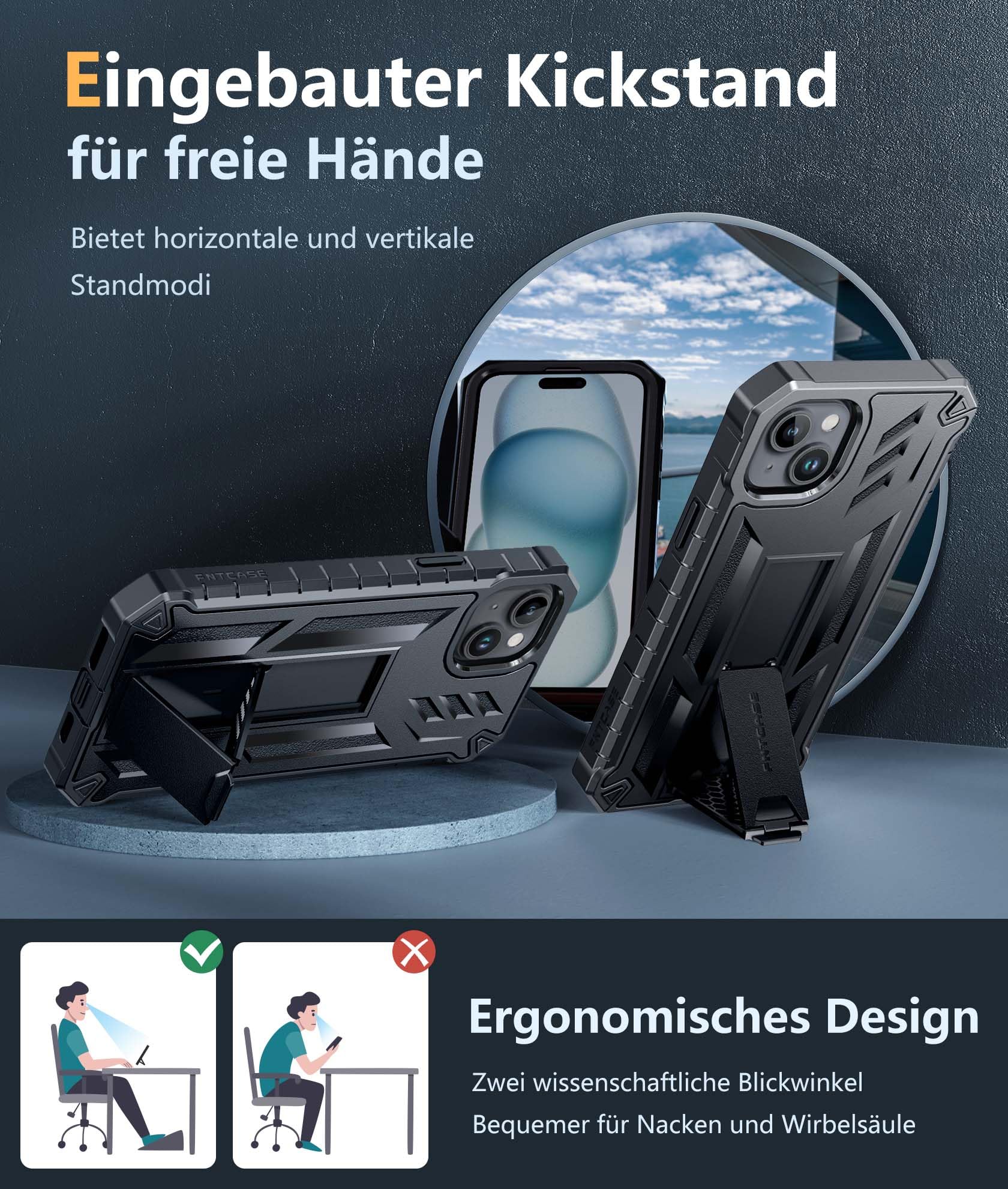 Foto 4 pulgar | Funda Para Teléfono Fntcase, Resistente, De Grado Militar, Para Iphone 15 Plus De 6.7 Pulgadas - Venta Internacional.
