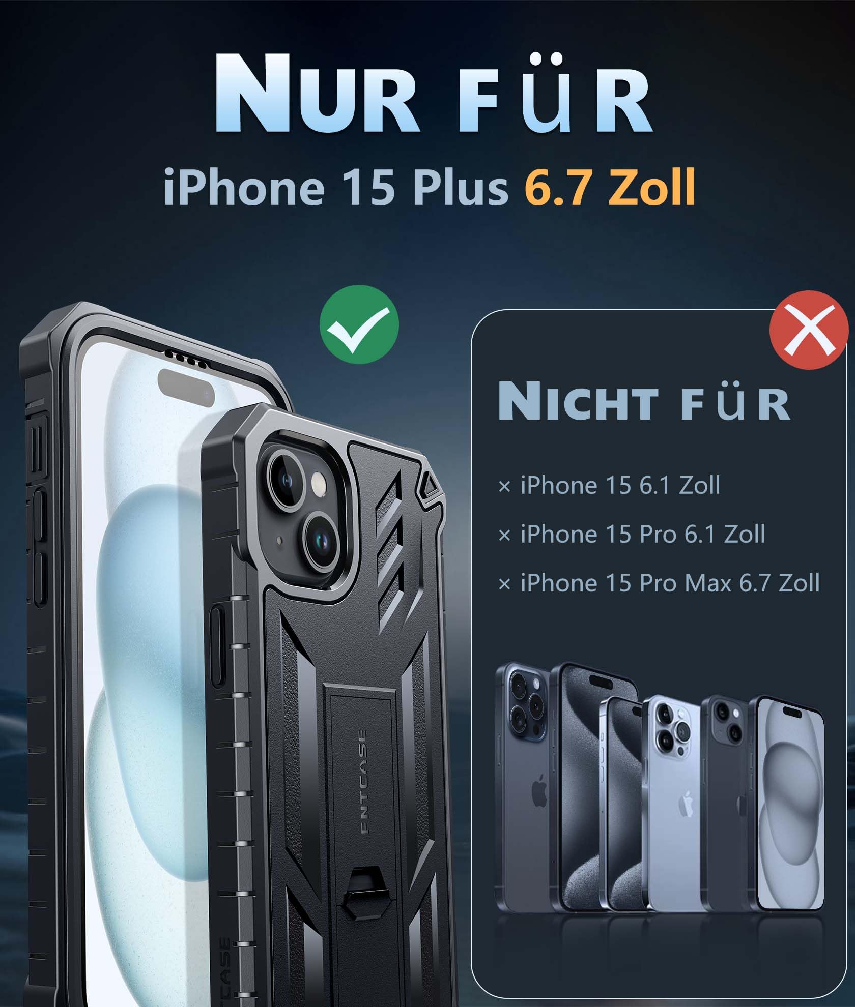 Foto 8 pulgar | Funda Para Teléfono Fntcase, Resistente, De Grado Militar, Para Iphone 15 Plus De 6.7 Pulgadas - Venta Internacional.