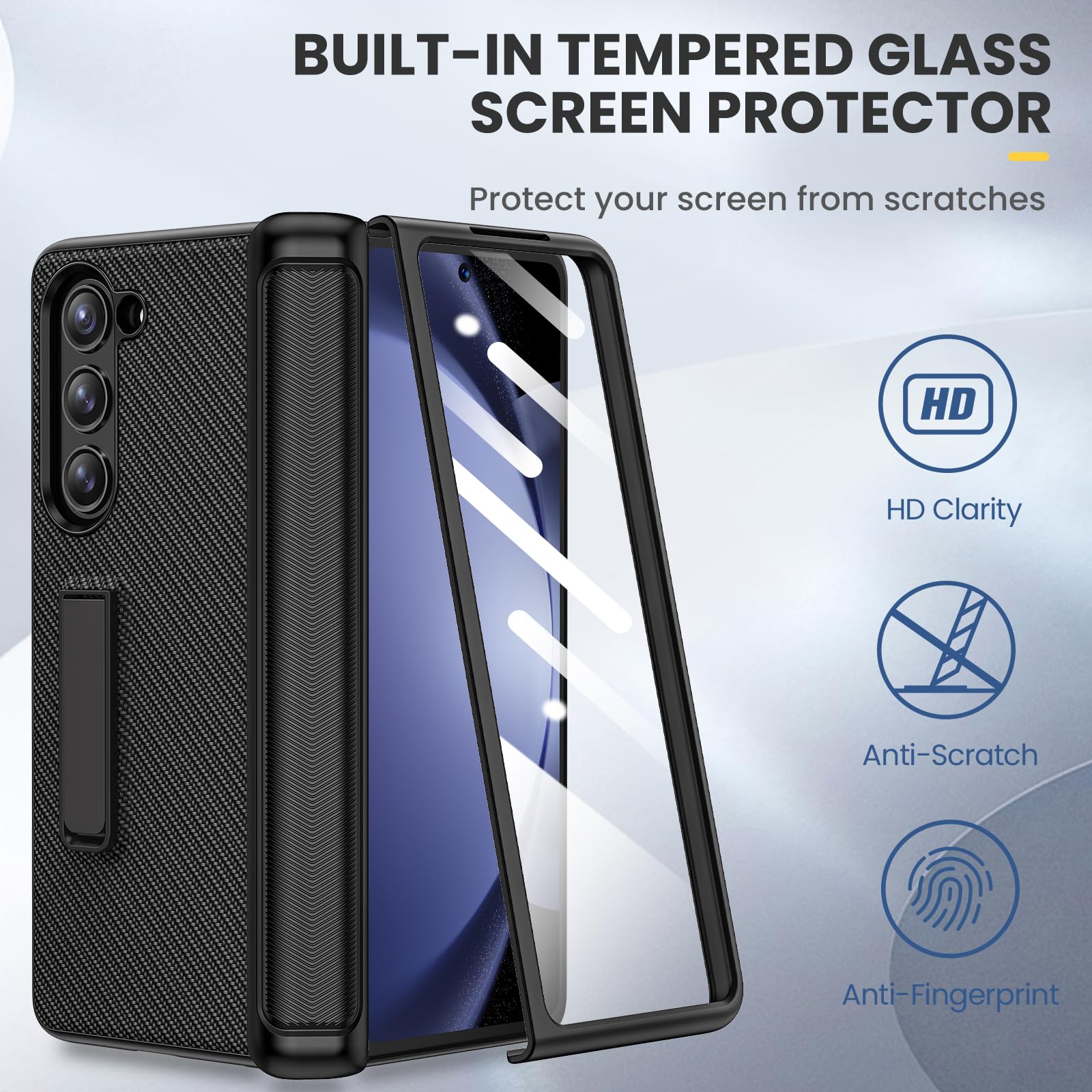 Foto 5 pulgar | Funda Ruky Para Samsung Galaxy Z Fold 5 Con Soporte De Fibra De Carbono - Venta Internacional.