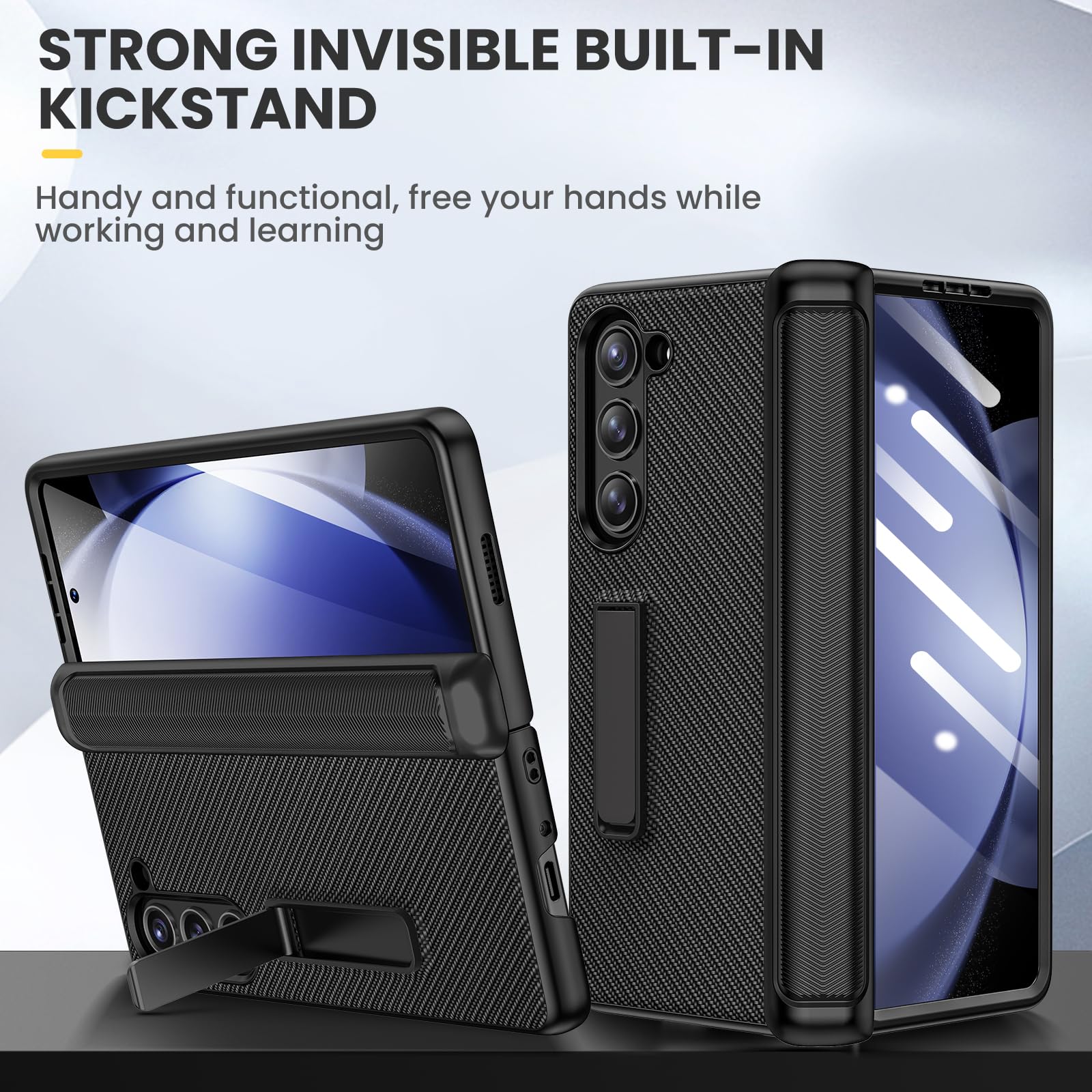 Foto 6 pulgar | Funda Ruky Para Samsung Galaxy Z Fold 5 Con Soporte De Fibra De Carbono - Venta Internacional.