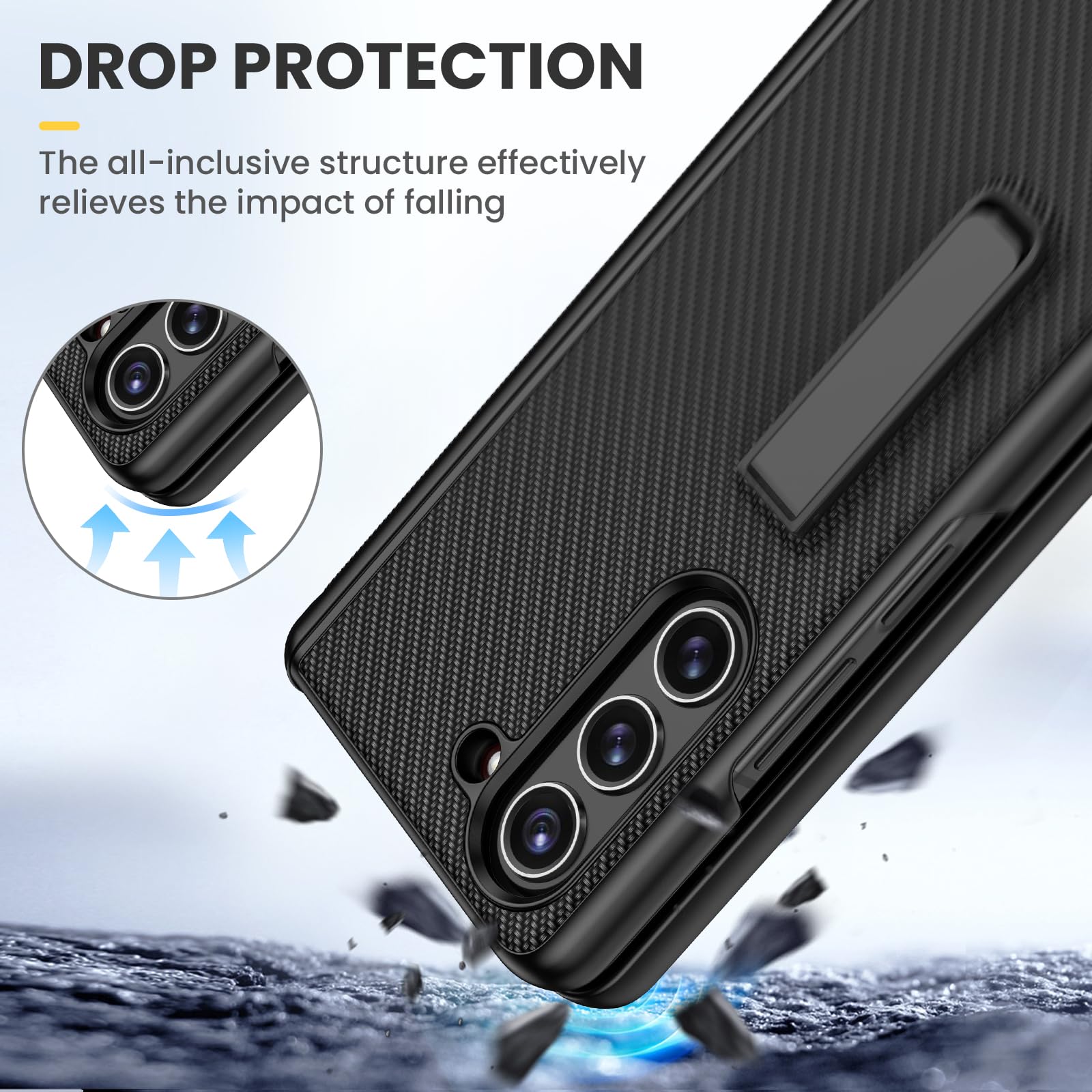 Foto 7 pulgar | Funda Ruky Para Samsung Galaxy Z Fold 5 Con Soporte De Fibra De Carbono - Venta Internacional.