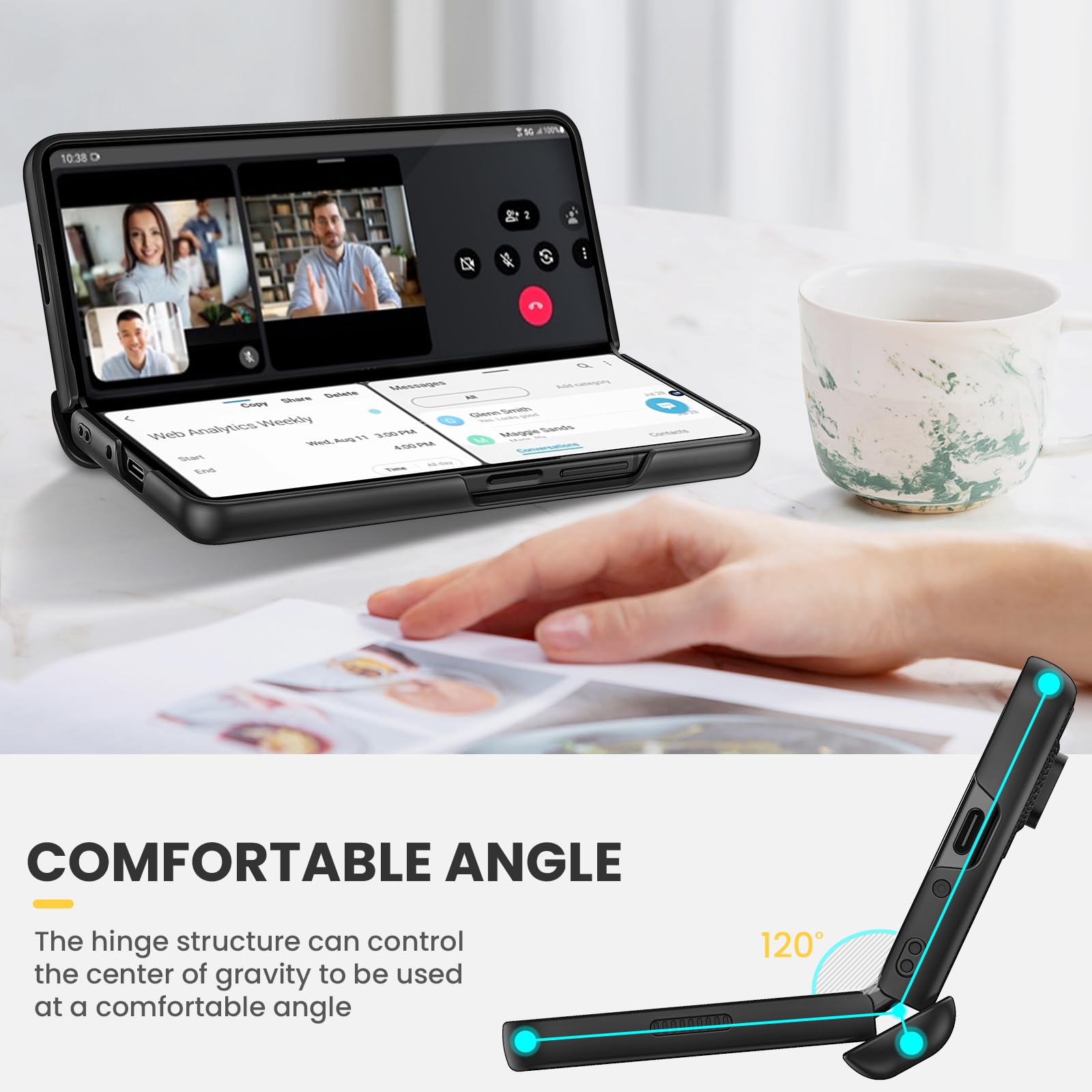 Foto 8 pulgar | Funda Ruky Para Samsung Galaxy Z Fold 5 Con Soporte De Fibra De Carbono - Venta Internacional.
