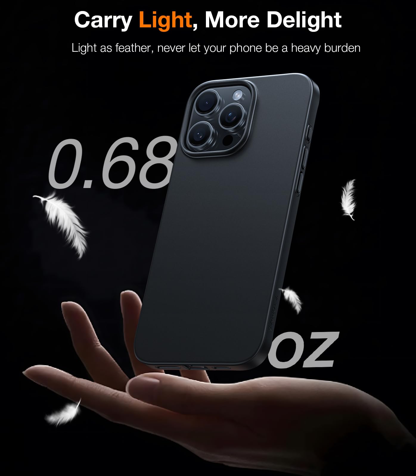 Foto 5 pulgar | Funda De Teléfono Torras Slim Fit Para Iphone 16 Pro Max Negra - Venta Internacional.
