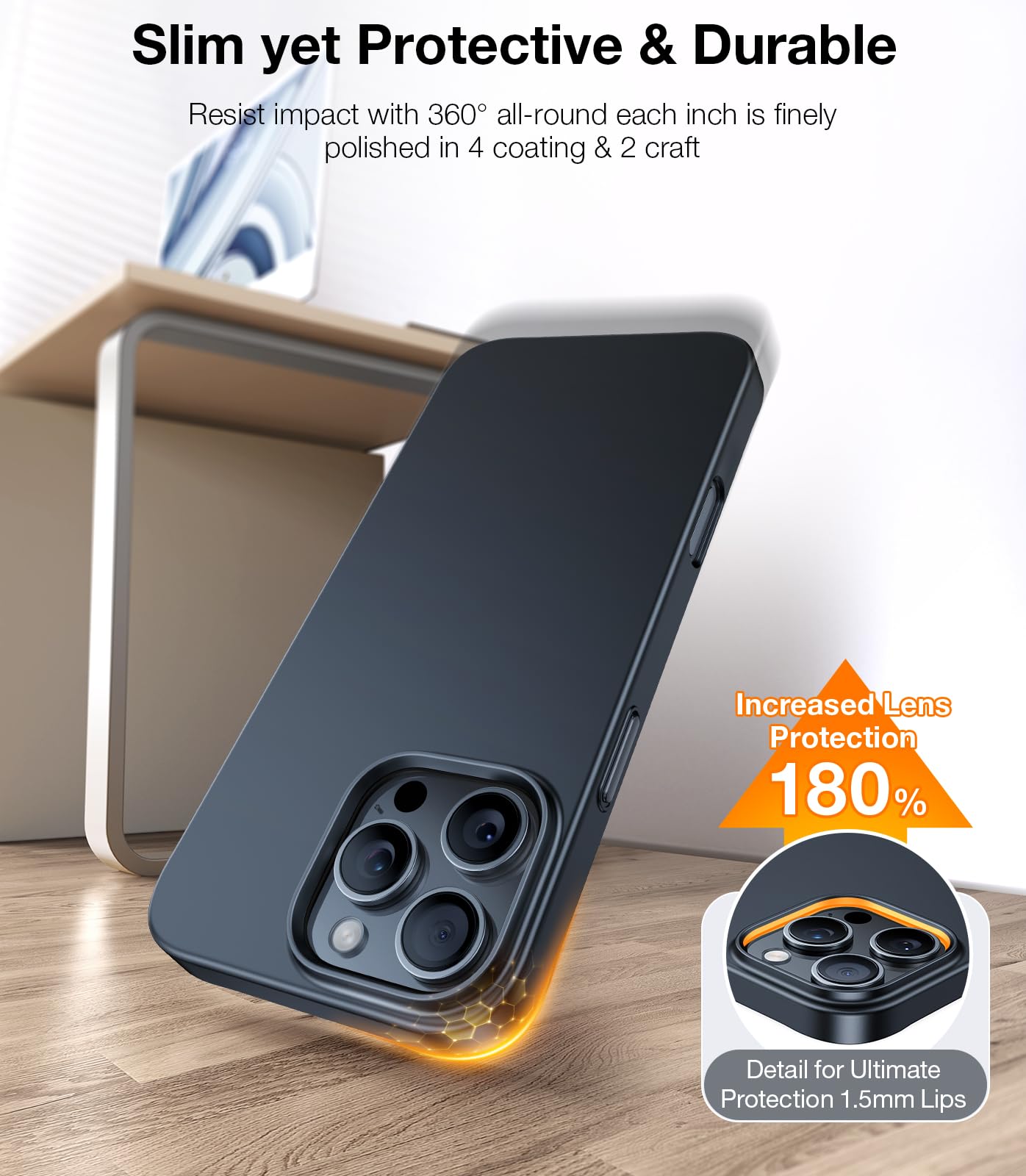 Foto 6 pulgar | Funda De Teléfono Torras Slim Fit Para Iphone 16 Pro Max Negra - Venta Internacional.