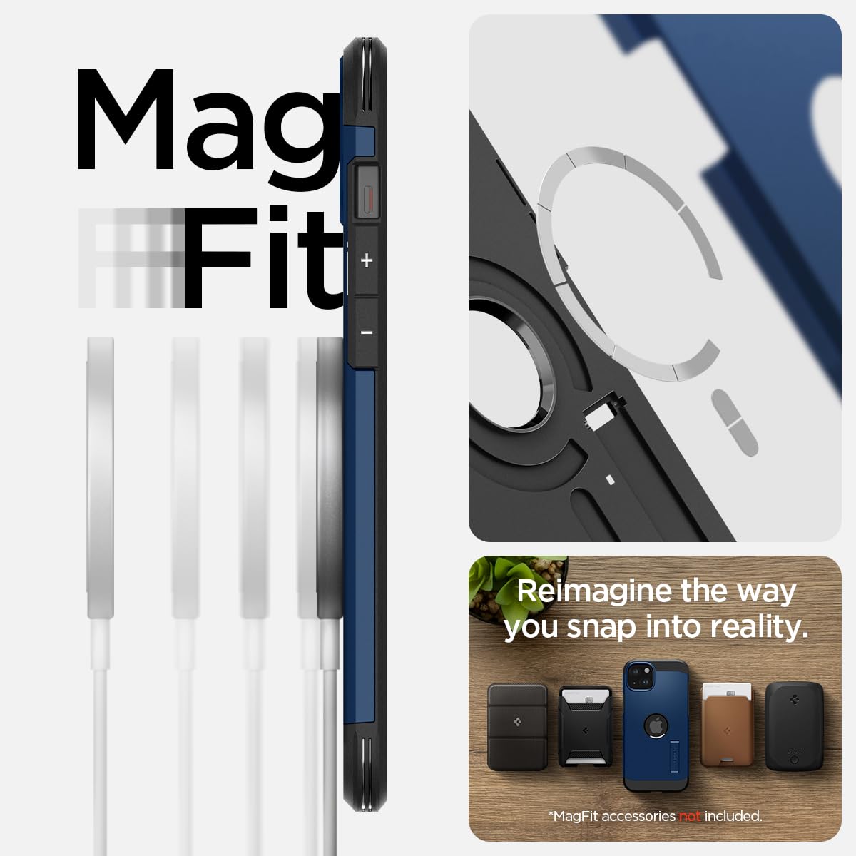 Foto 4 pulgar | Funda Spigen Tough Armor Magfit Para Iphone 15, Color Azul Marino - Venta Internacional.