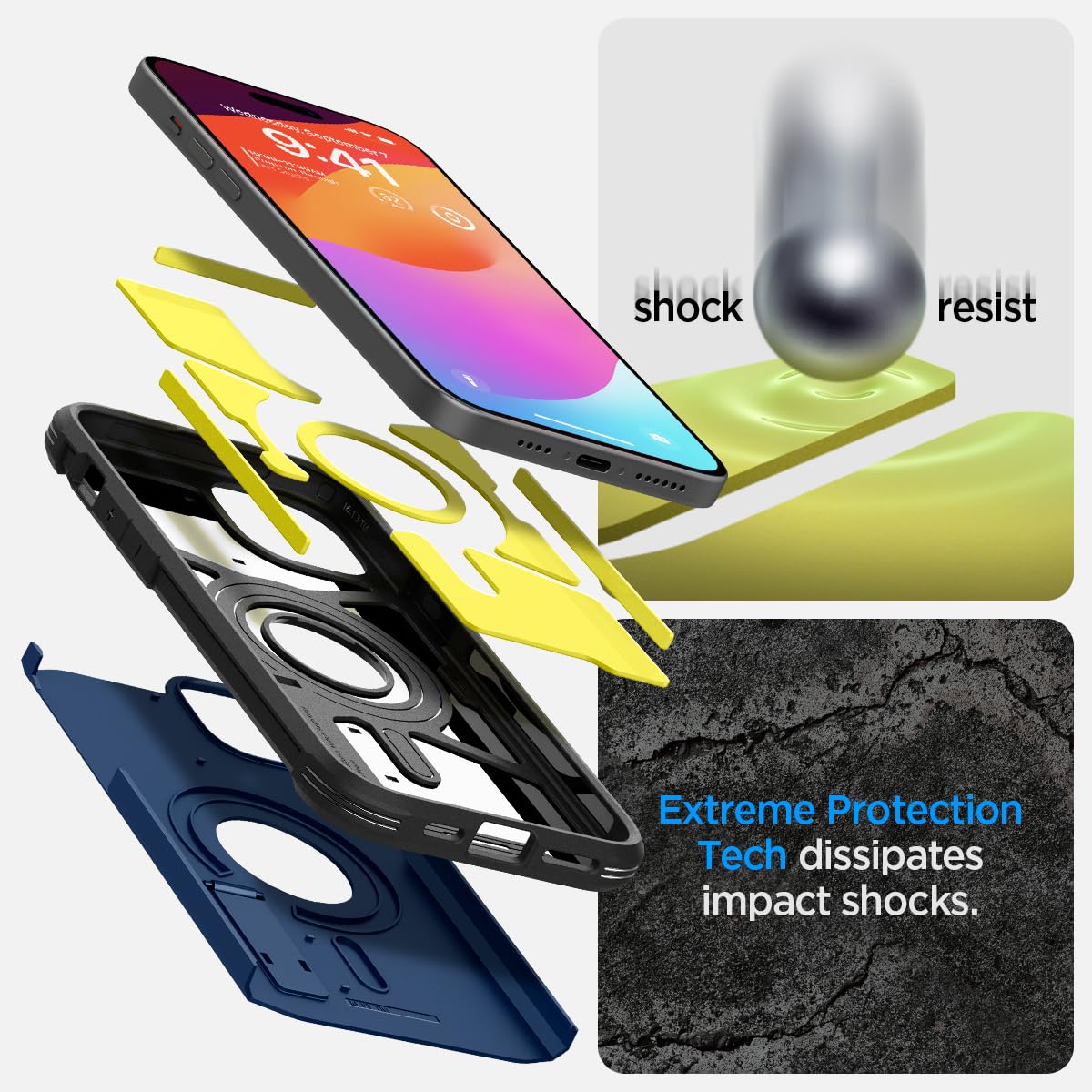 Foto 8 pulgar | Funda Spigen Tough Armor Magfit Para Iphone 15, Color Azul Marino - Venta Internacional.
