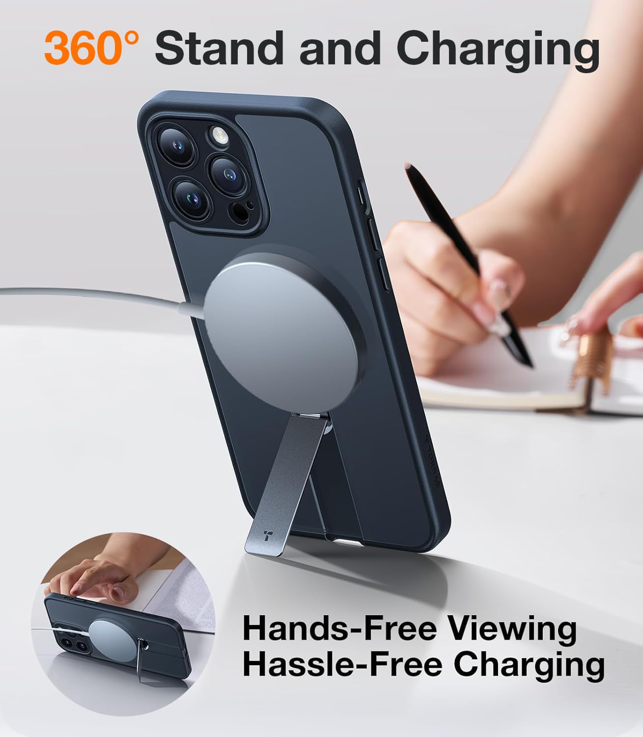 Foto 4 pulgar | Funda De Teléfono Torras 360° Giratoria Con Soporte Para Iphone 14 Pro Max - Venta Internacional.