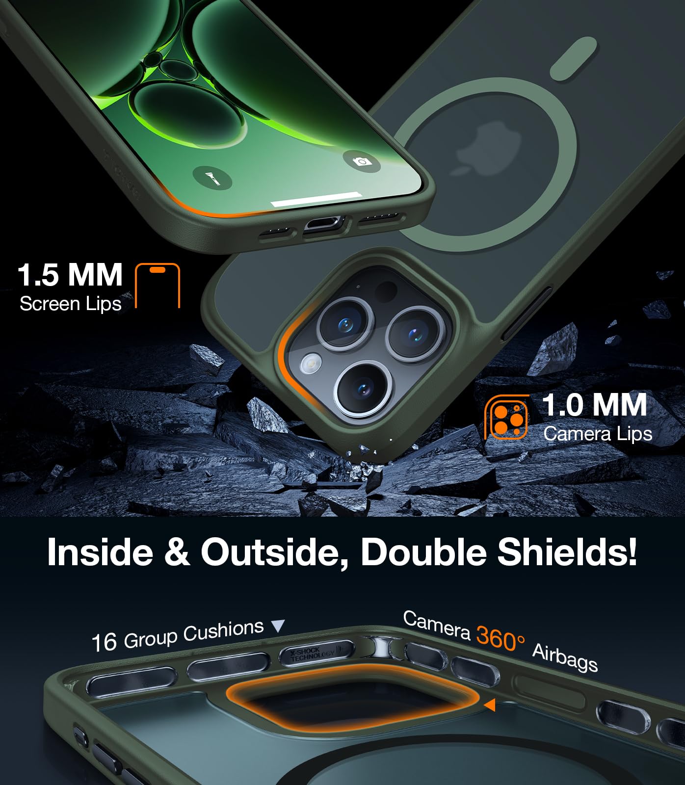 Foto 6 pulgar | Funda Magnética Torras A Prueba De Golpes Para Iphone 15 Pro, Color Verde - Venta Internacional.