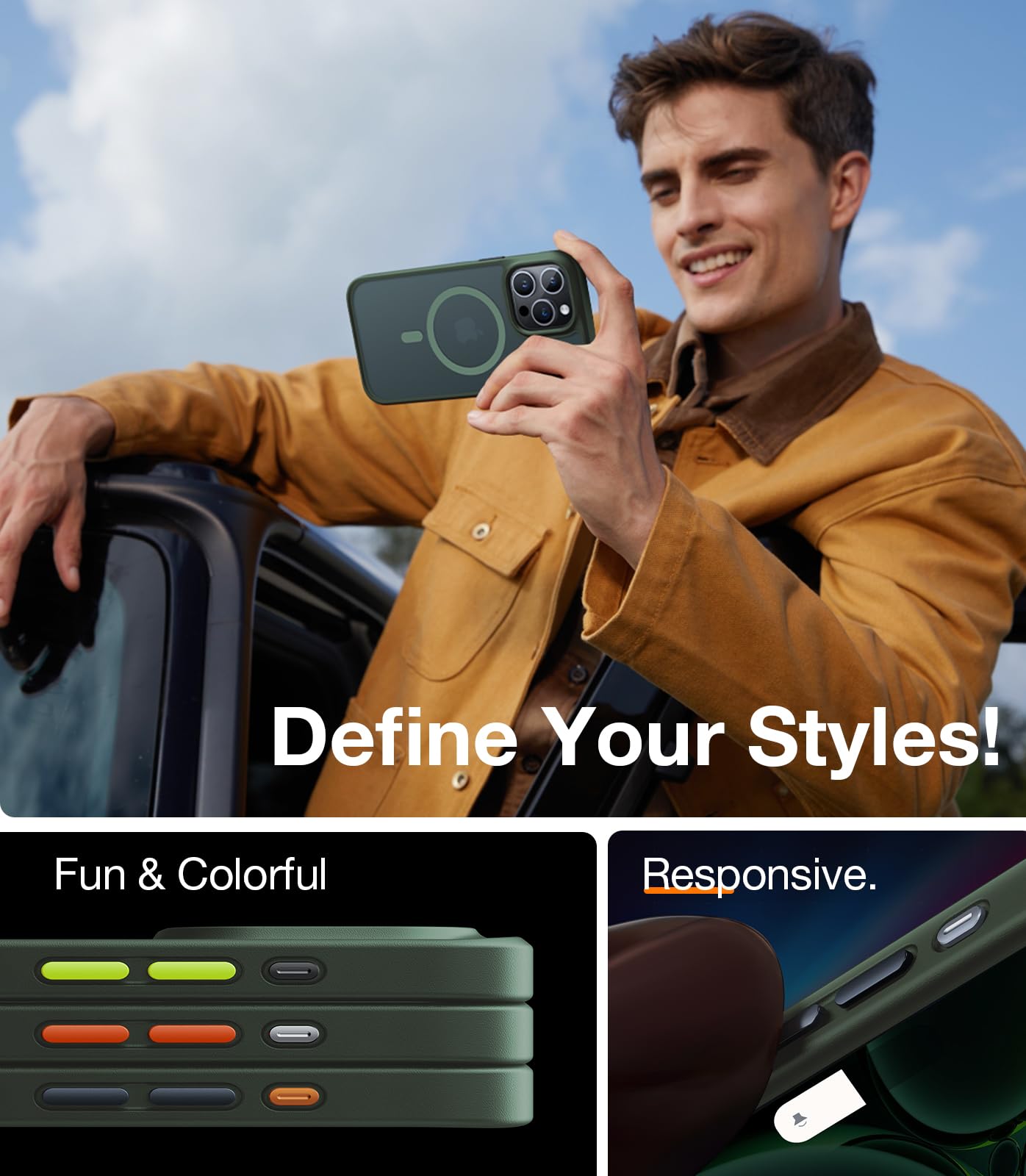 Foto 6 | Funda Magnética Torras A Prueba De Golpes Para Iphone 15 Pro, Color Verde - Venta Internacional.