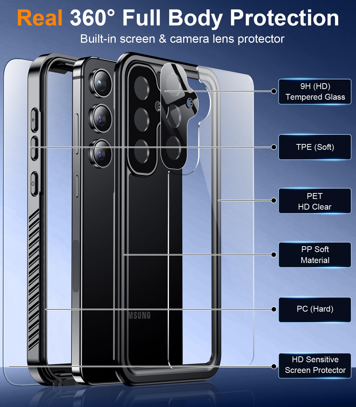 Foto 6 pulgar | Funda De Teléfono Temdan Impermeable Con Lente Para Samsung Galaxy S24+ - Venta Internacional.