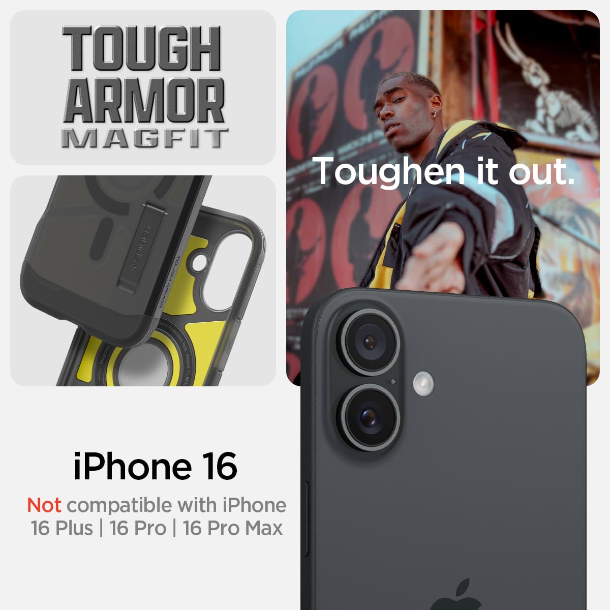 Foto 2 | Funda Spigen Tough Armor (ai) Magfit Para Iphone 16 Frost, Color Negro - Venta Internacional.