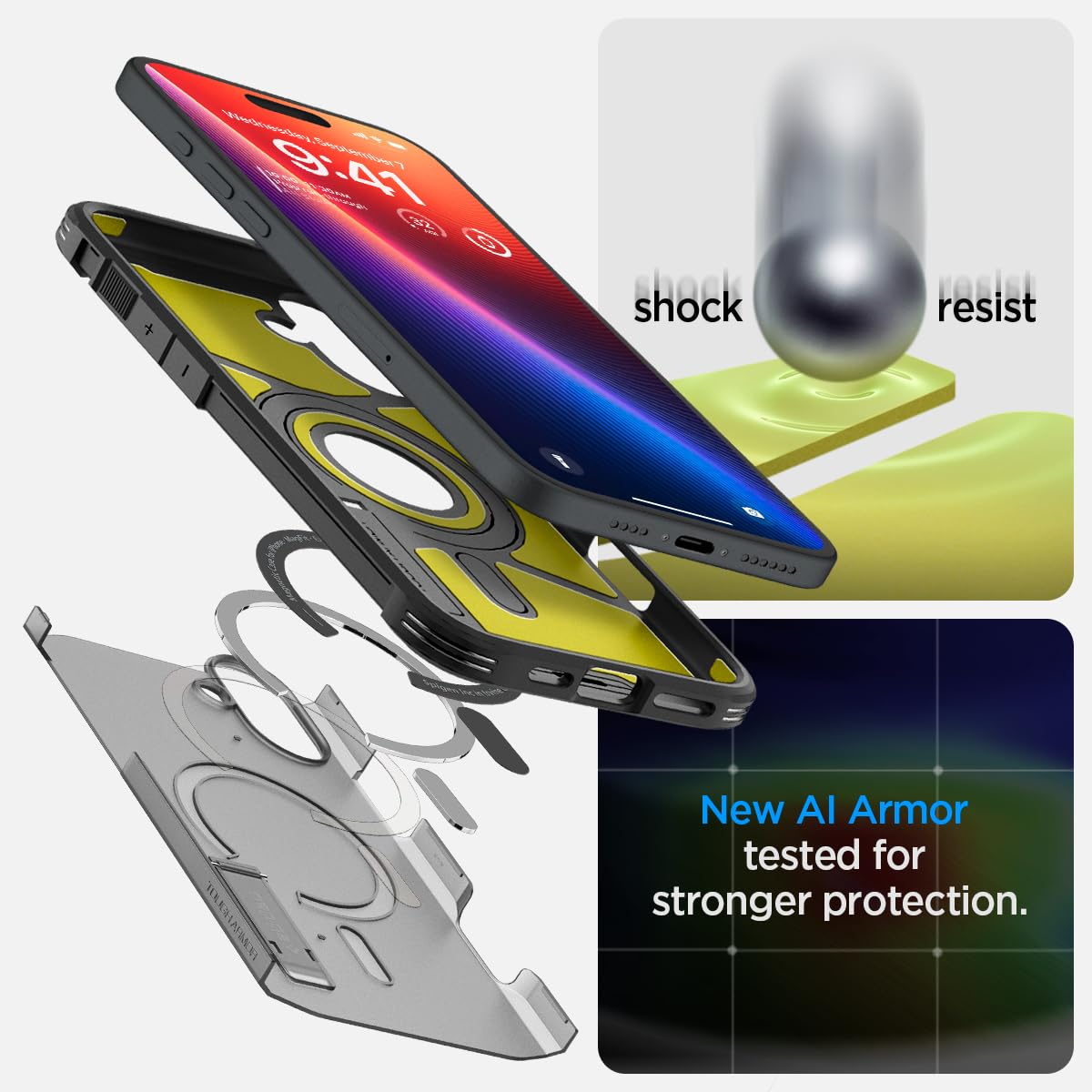 Foto 5 pulgar | Funda Spigen Tough Armor (ai) Magfit Para Iphone 16 Frost, Color Negro - Venta Internacional.