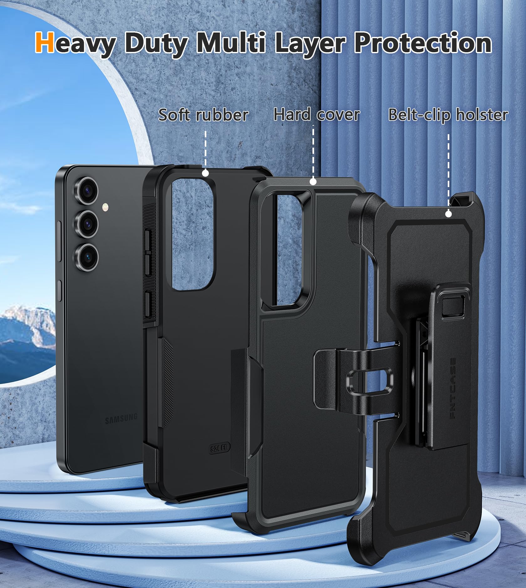 Foto 4 pulgar | Funda De Teléfono Fntcase Para Samsung Galaxy S24-fe Con Clip Para Cinturón - Venta Internacional.