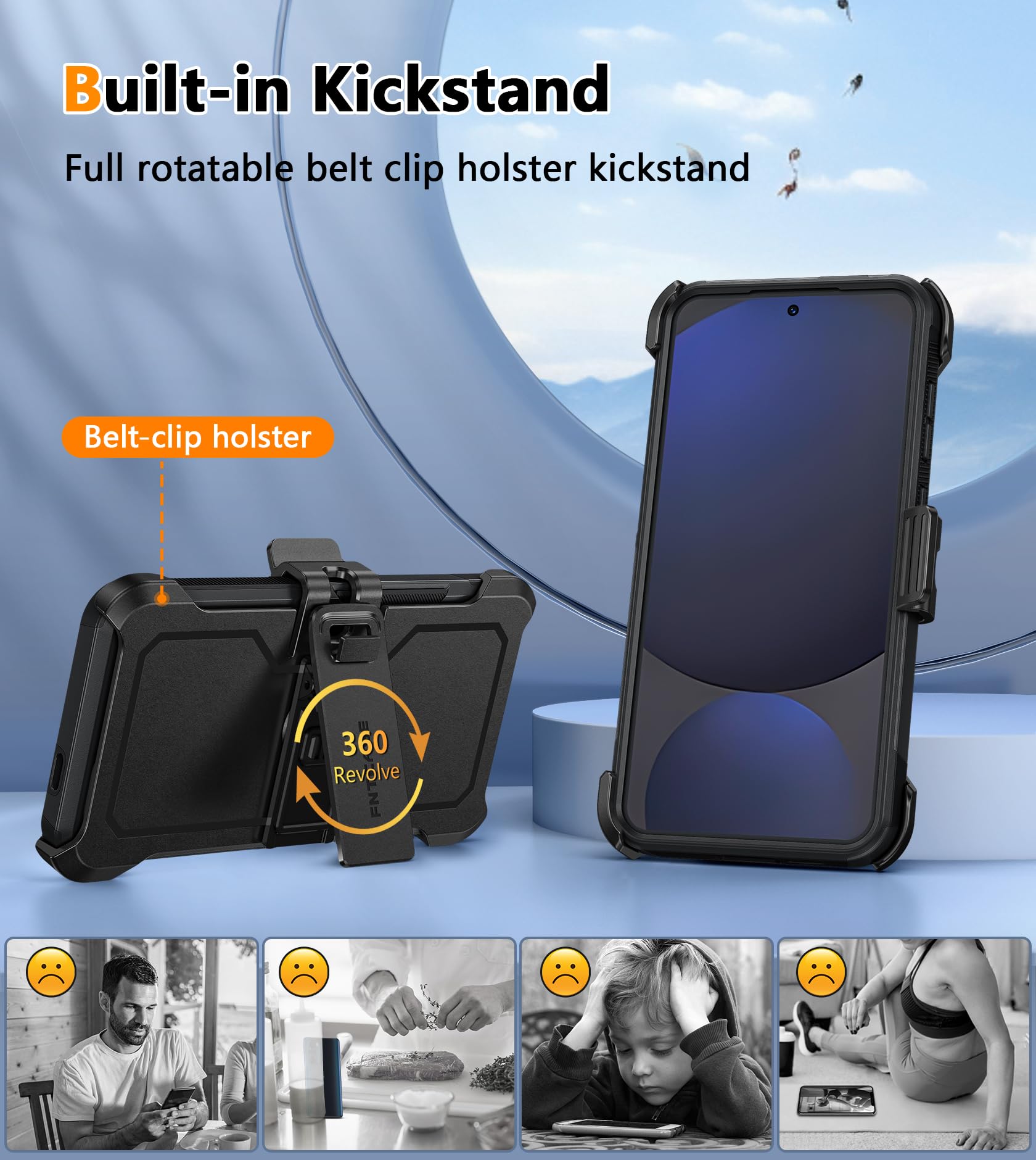 Foto 6 pulgar | Funda De Teléfono Fntcase Para Samsung Galaxy S24-fe Con Clip Para Cinturón - Venta Internacional.