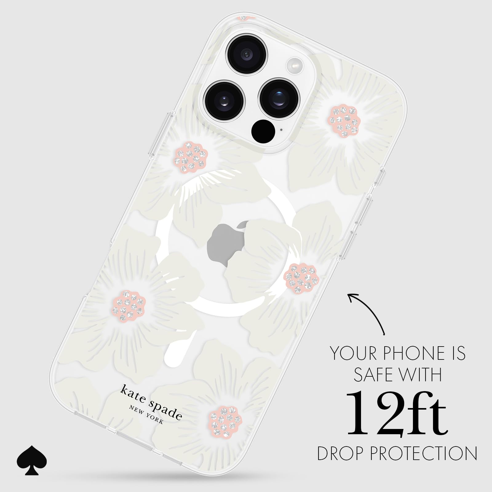 Foto 4 pulgar | Funda De Teléfono Kate Spade New York Hollyhock Cream Floral Para Iphone 16 Pro Max - Venta Internacional.
