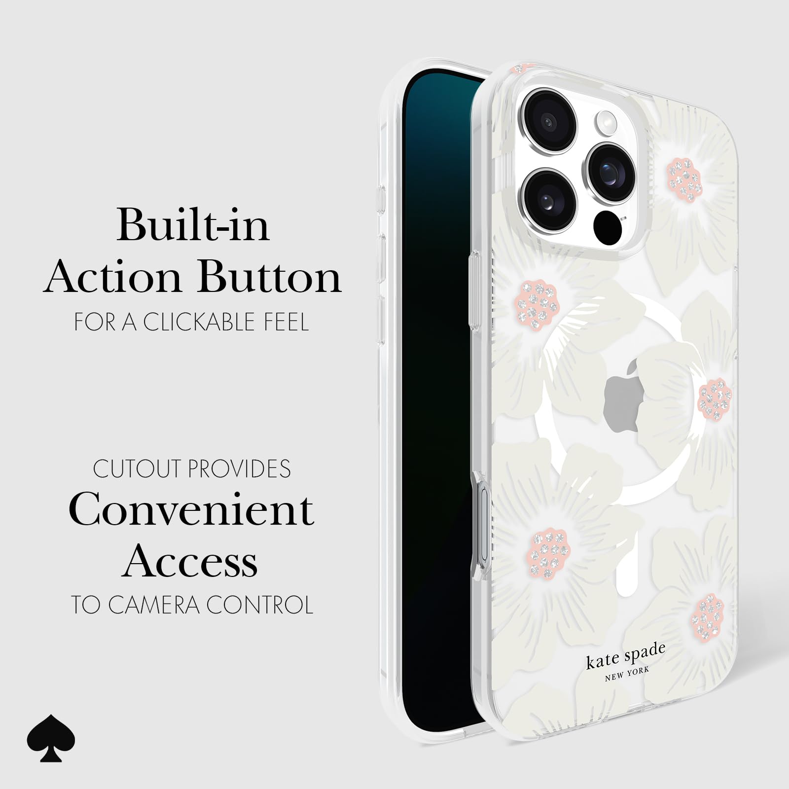 Foto 5 pulgar | Funda De Teléfono Kate Spade New York Hollyhock Cream Floral Para Iphone 16 Pro Max - Venta Internacional.