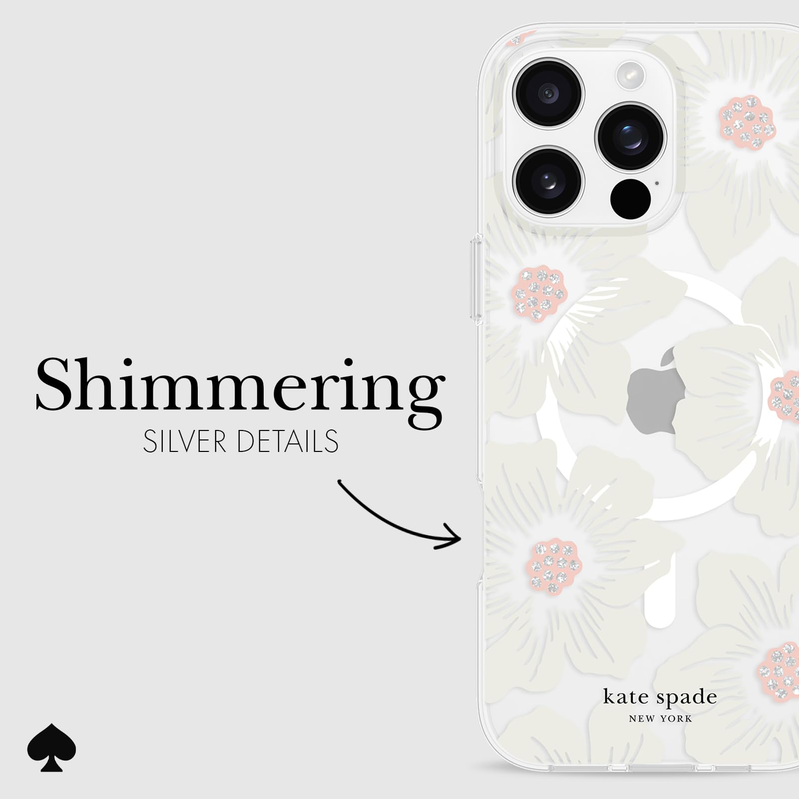 Foto 6 pulgar | Funda De Teléfono Kate Spade New York Hollyhock Cream Floral Para Iphone 16 Pro Max - Venta Internacional.