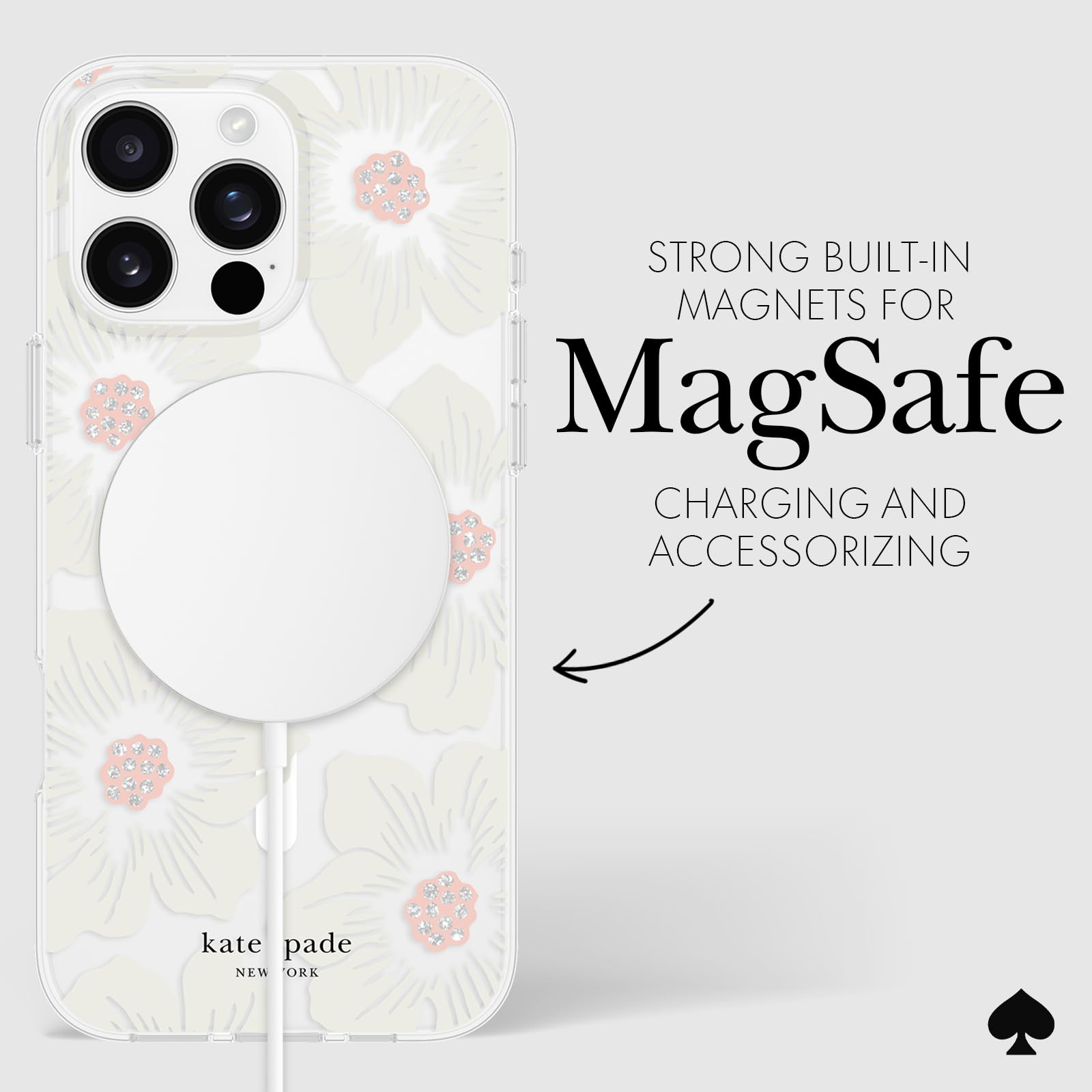 Foto 7 pulgar | Funda De Teléfono Kate Spade New York Hollyhock Cream Floral Para Iphone 16 Pro Max - Venta Internacional.