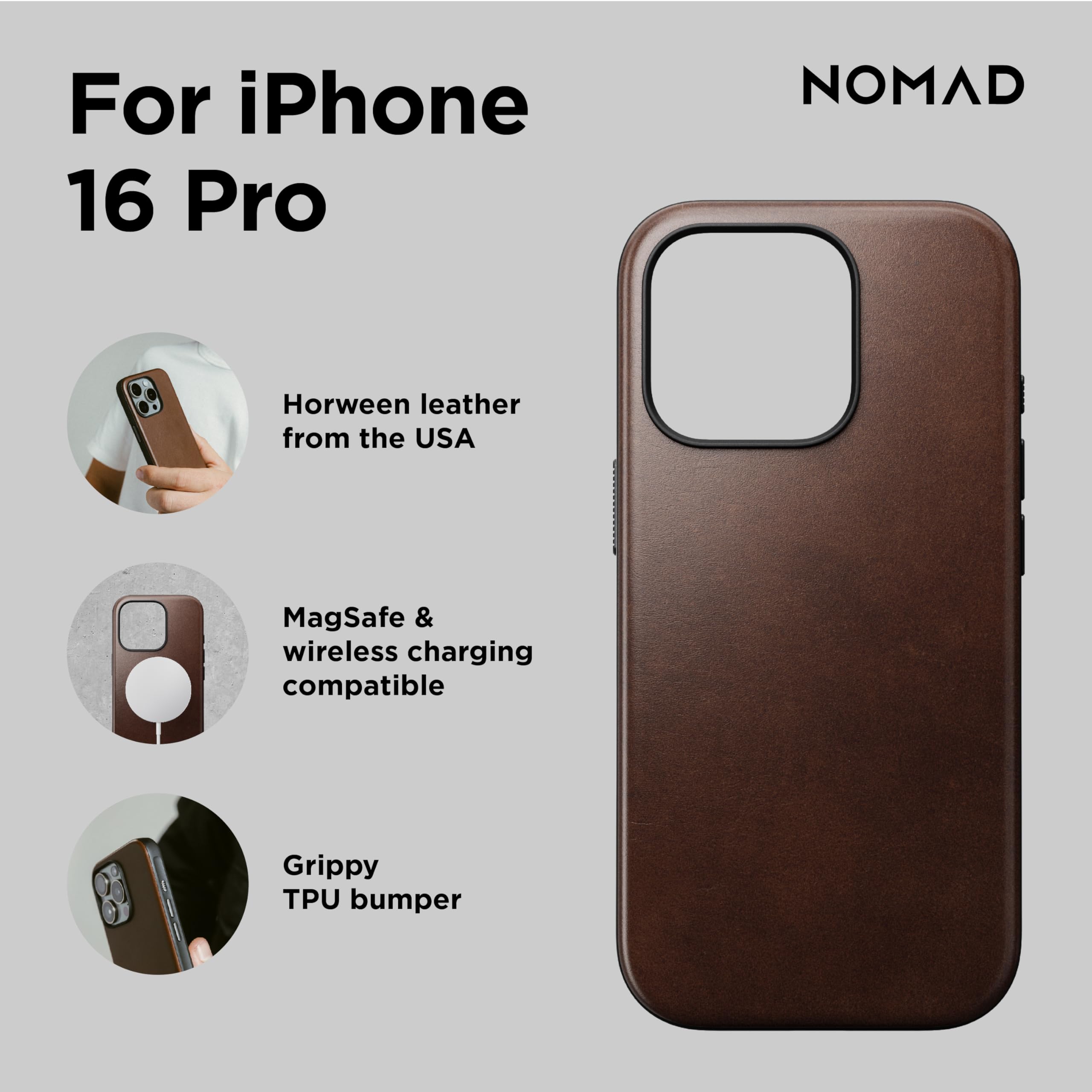 Foto 4 pulgar | Funda De Piel Para Iphone 16 Pro Nomad Modern Rustic Brown - Venta Internacional.