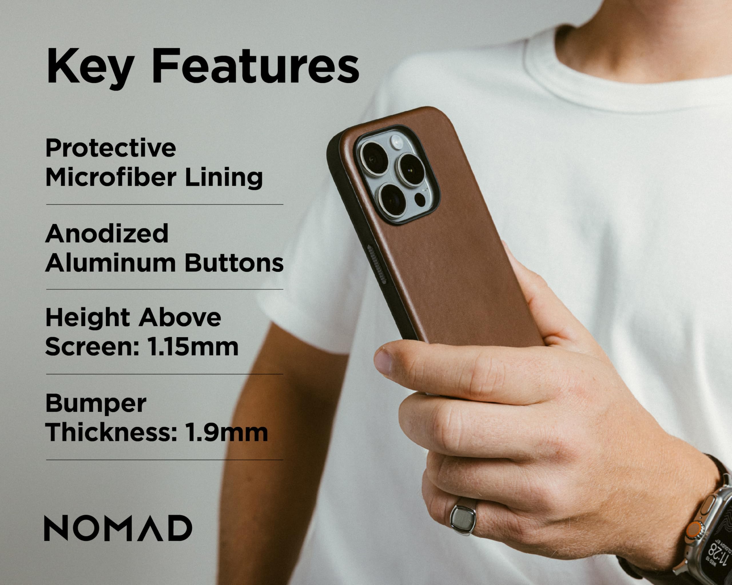 Foto 5 pulgar | Funda De Piel Para Iphone 16 Pro Nomad Modern Rustic Brown - Venta Internacional.