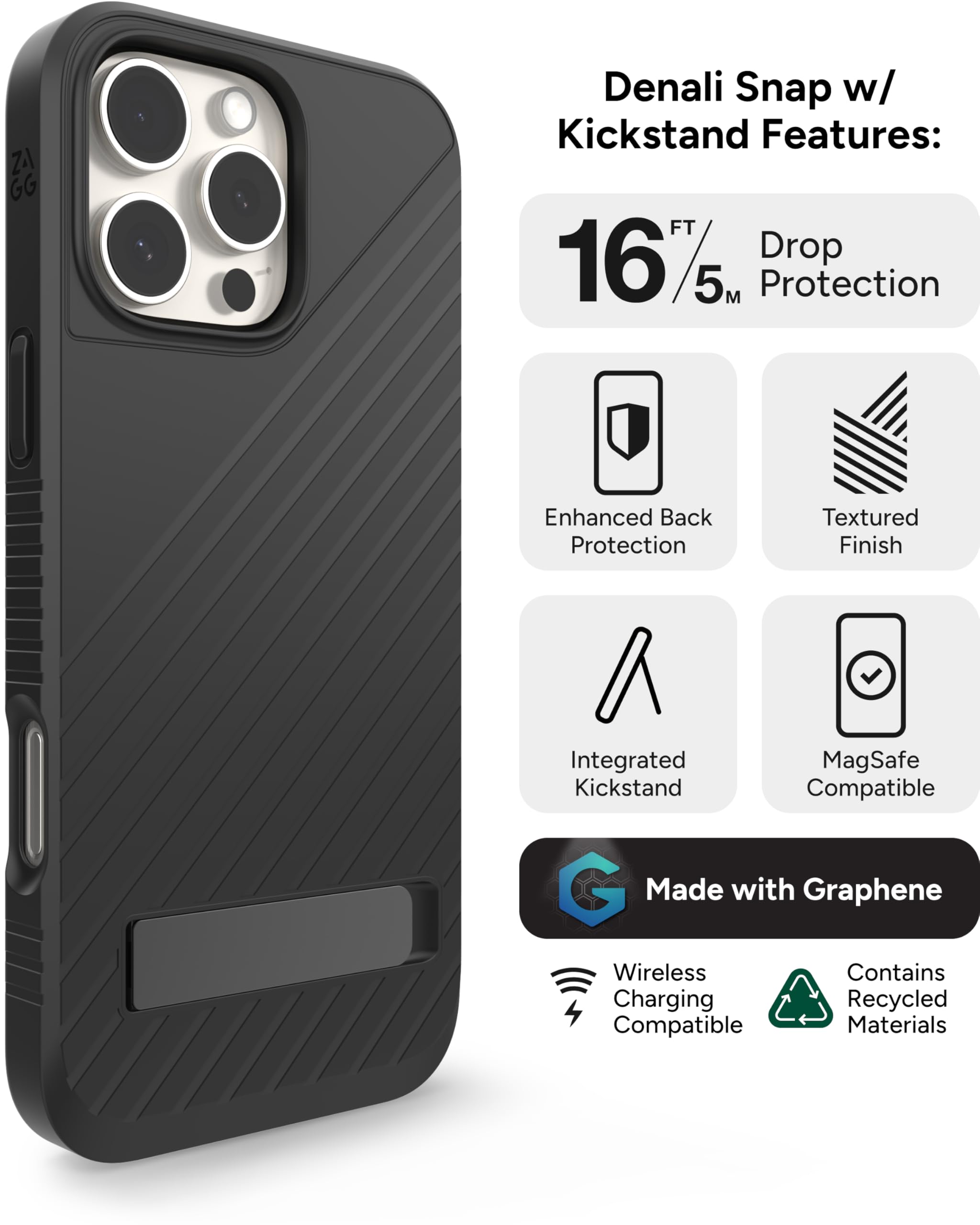 Foto 4 pulgar | Funda Para Teléfono Zagg Denali Snap Con Soporte Para Iphone 16 Pro Max - Venta Internacional.