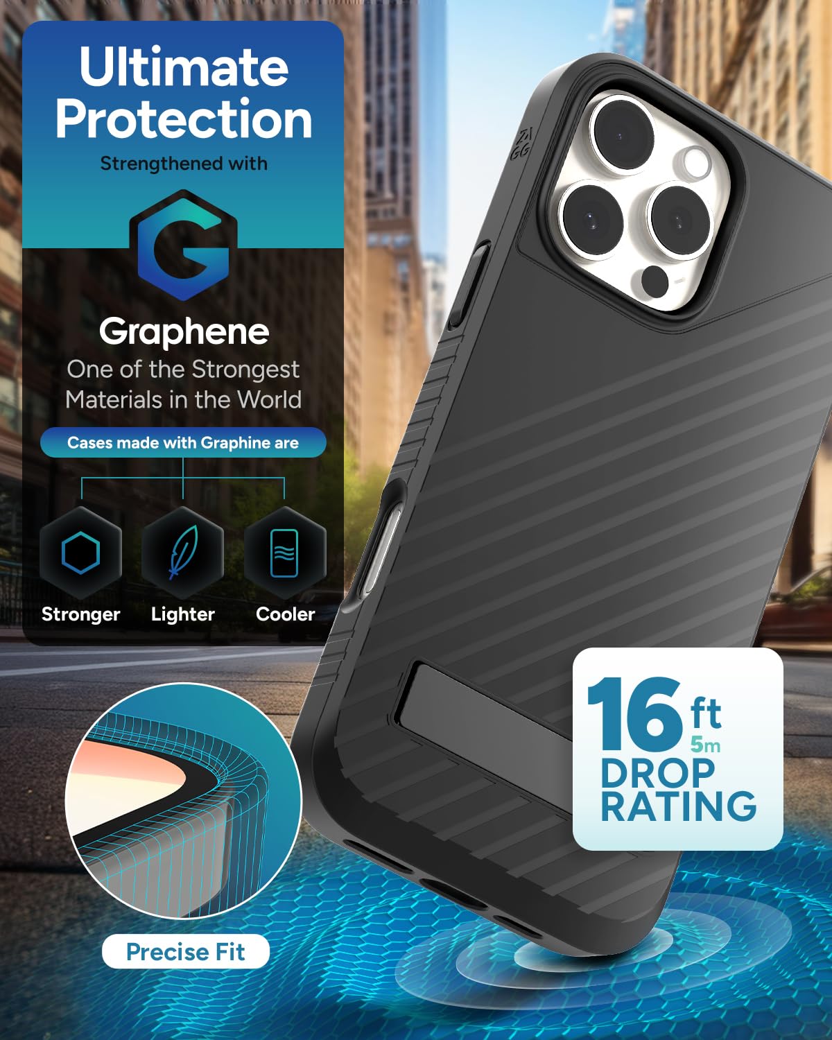 Foto 5 pulgar | Funda Para Teléfono Zagg Denali Snap Con Soporte Para Iphone 16 Pro Max - Venta Internacional.