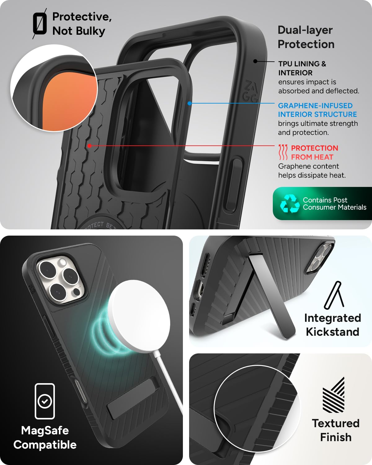 Foto 6 pulgar | Funda Para Teléfono Zagg Denali Snap Con Soporte Para Iphone 16 Pro Max - Venta Internacional.