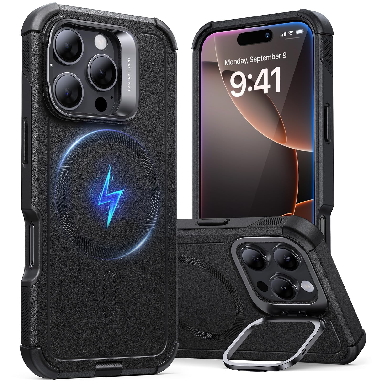 Foto 1 | Funda De Teléfono Esr Para Iphone 16 Pro Max Con Soporte Black Cyber Series - Venta Internacional.