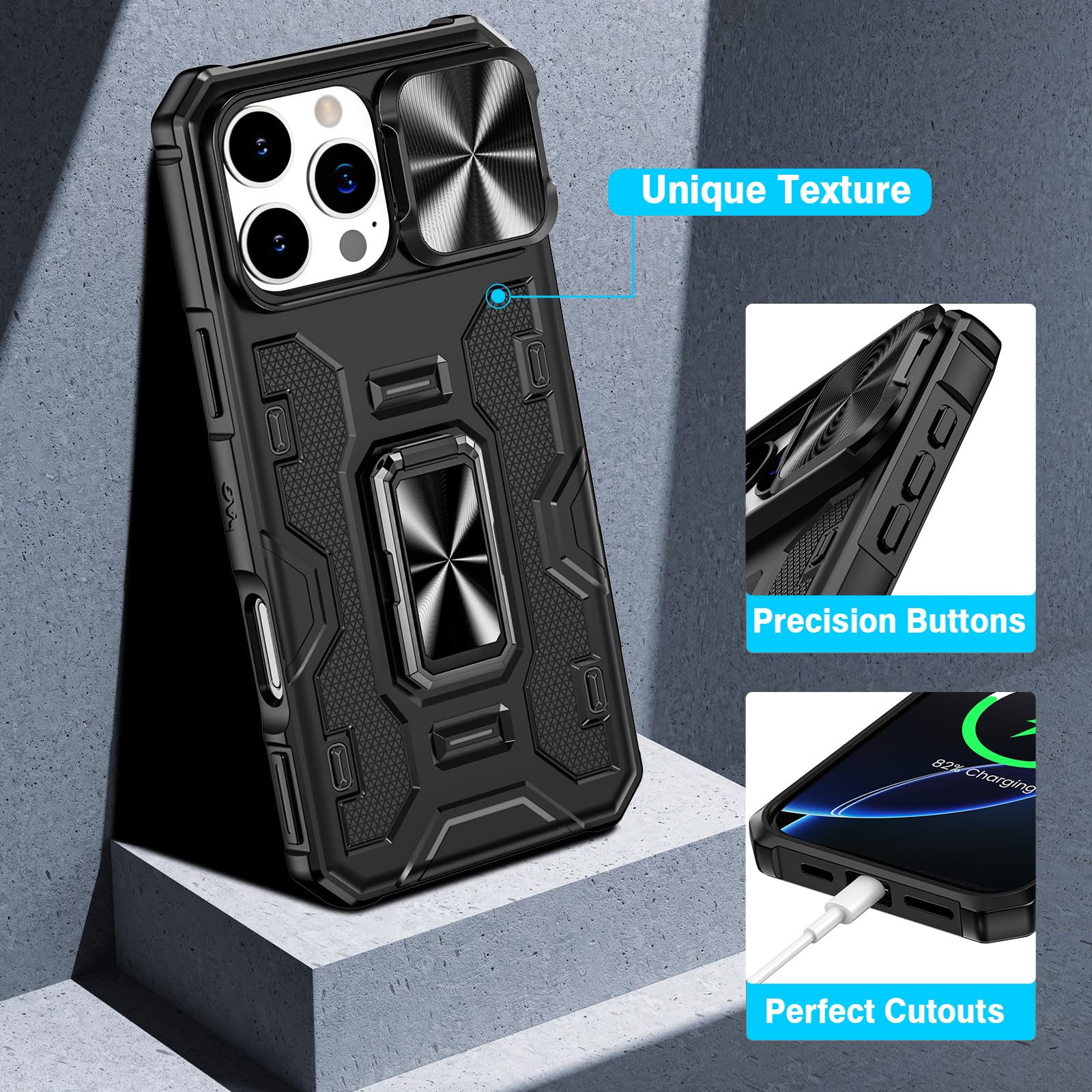Foto 8 pulgar | Funda De Teléfono Vego Para Iphone 16 Pro Max Con Funda De Cámara Negra - Venta Internacional.