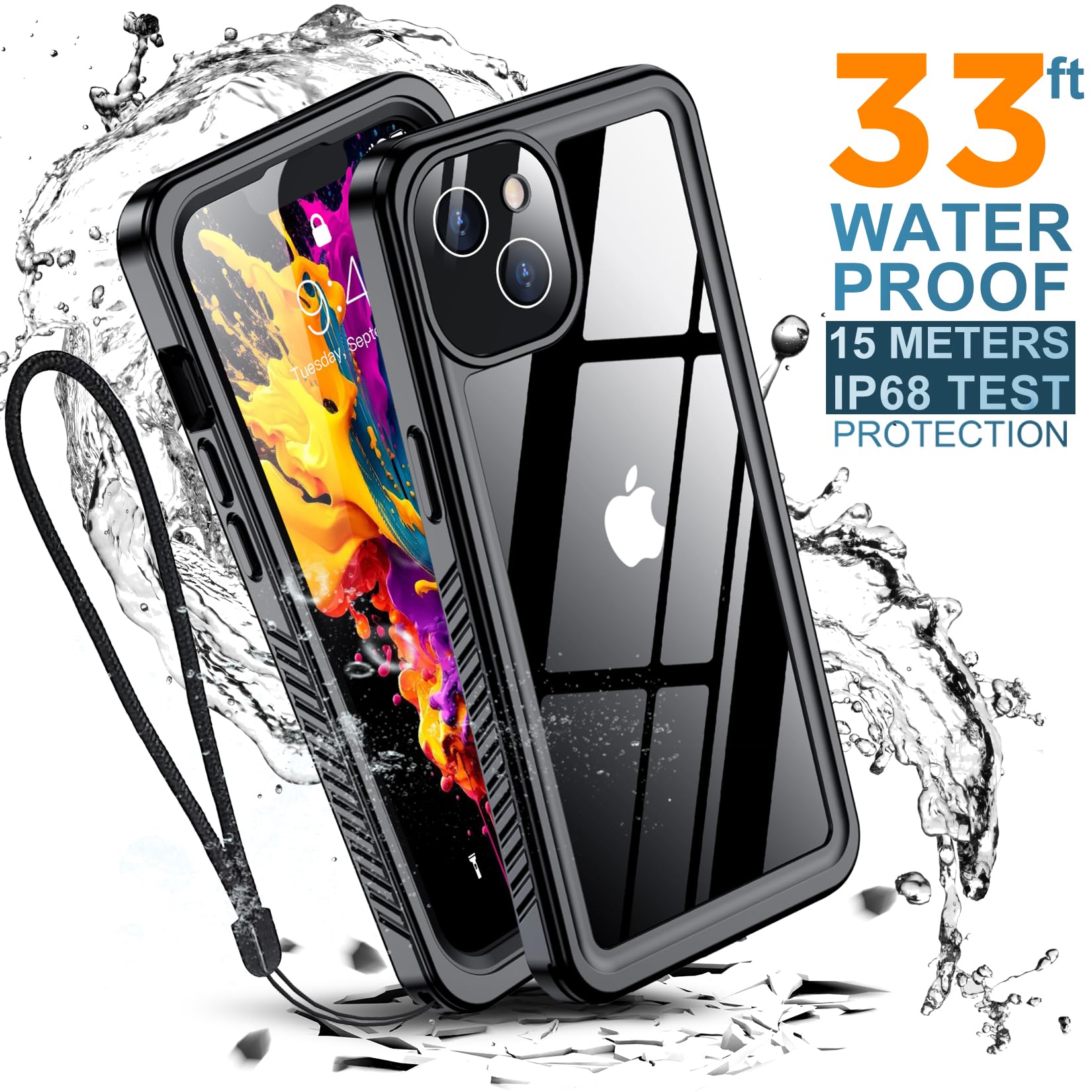 Foto 5 pulgar | Funda De Teléfono Temdan Impermeable Ip68 Para Iphone 13 De 6.1 Pulgadas, Negra - Venta Internacional.