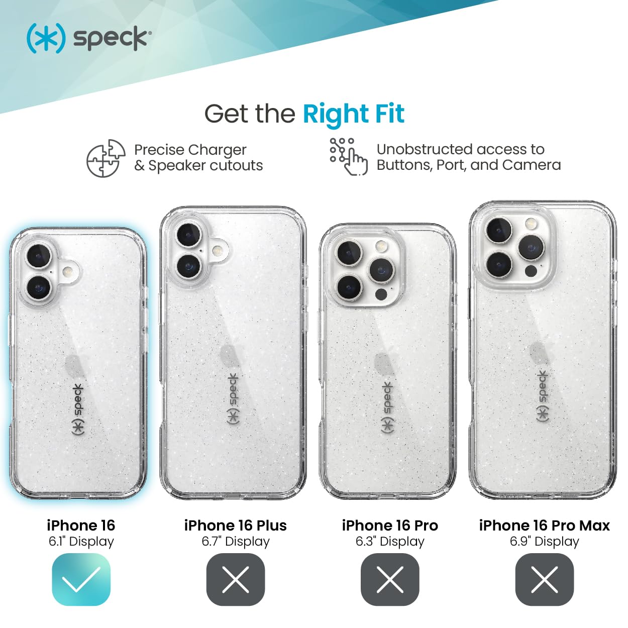 Foto 4 pulgar | Funda Para Teléfono Móvil Speck Gemshell, Transparente Y Platino Con Purpurina Para Iphone 16 - Venta Internacional.
